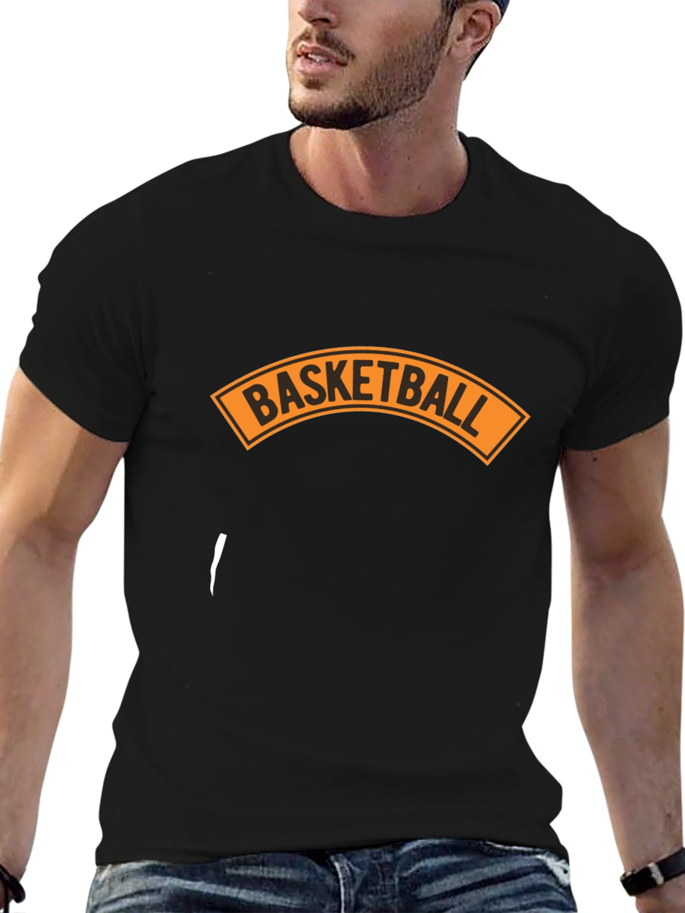 Basketball Graphic Tee - Black Cotton Blend