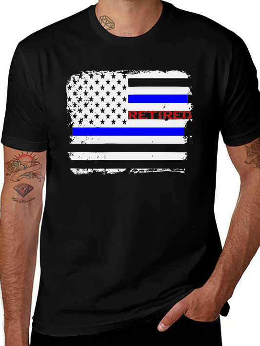 Retired Police American Flag T-Shirt