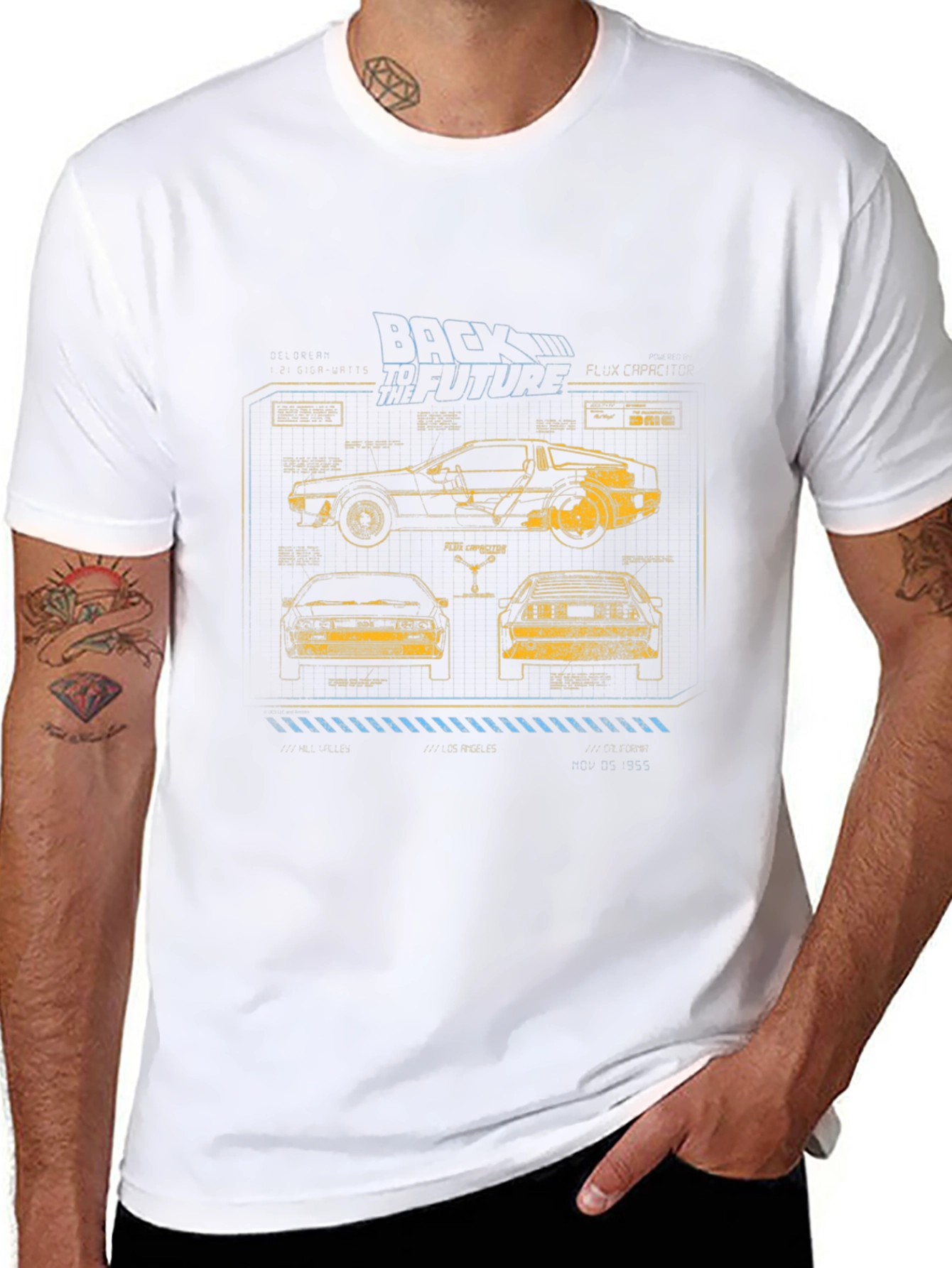 Back to the Future Blueprint Graphic T-Shirt