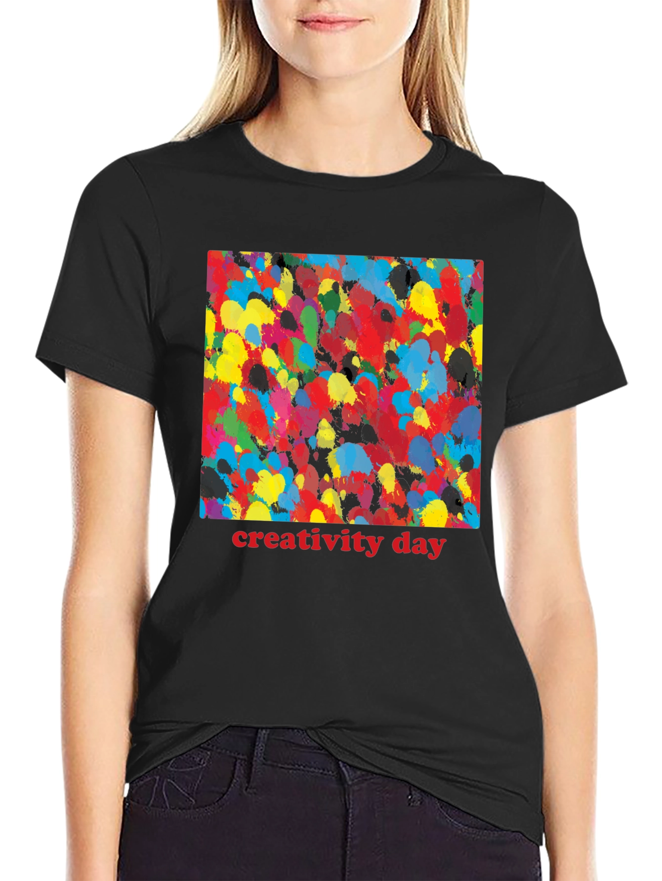 Creativity Day Splatter Art Black T-Shirt