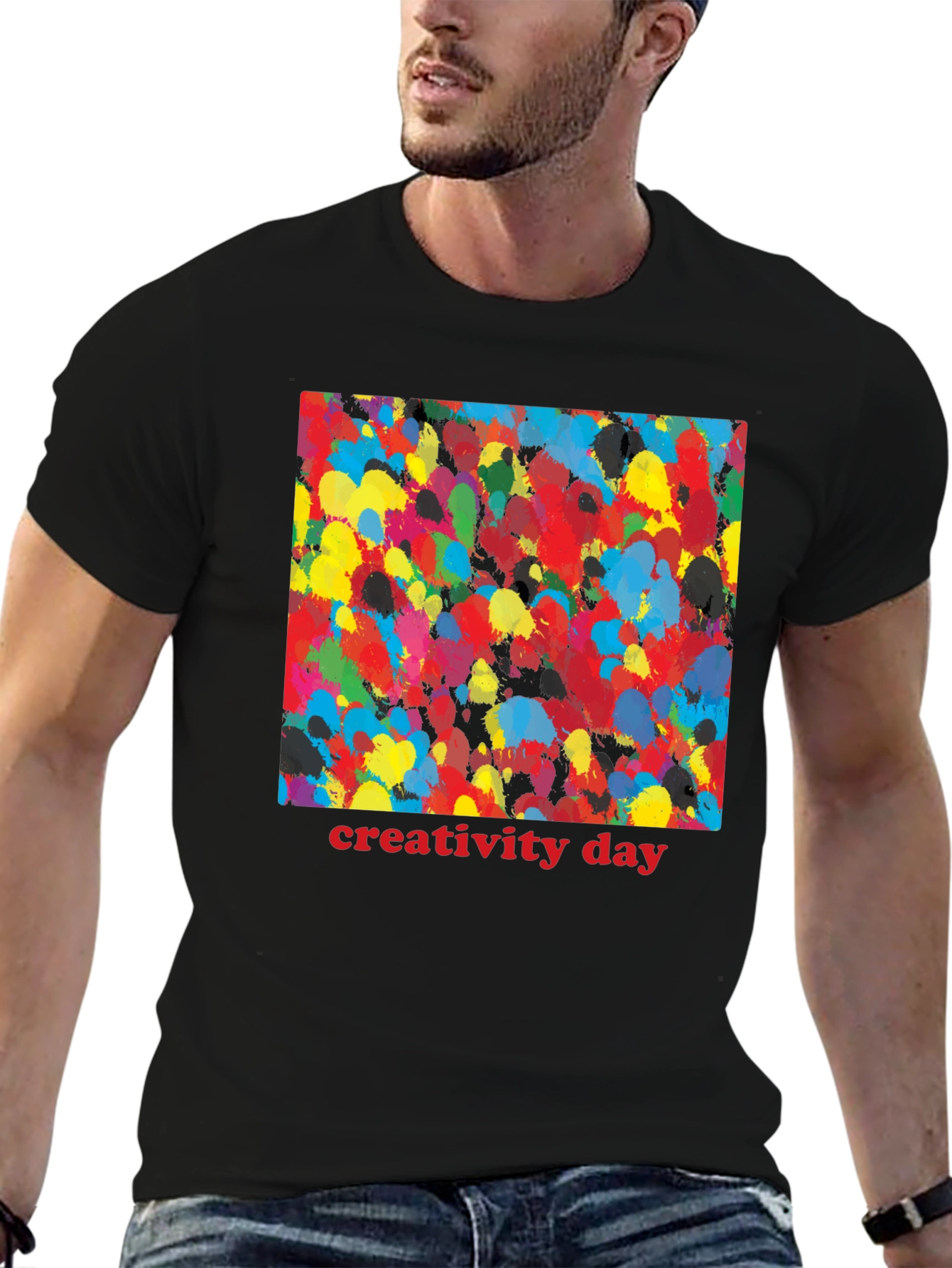 Creativity Day Splatter Art Black T-Shirt