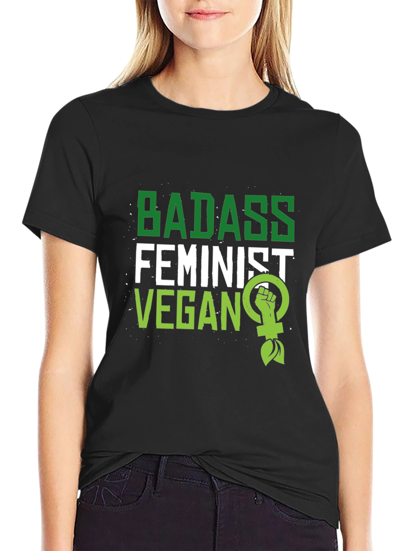 Badass Feminist Vegan Graphic T-Shirt