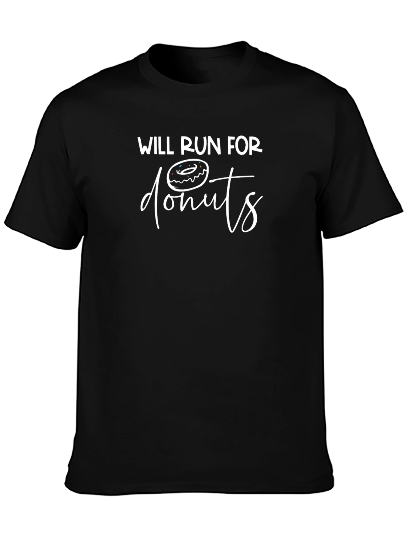 Will Run For Donuts Black Graphic Tee Shirt