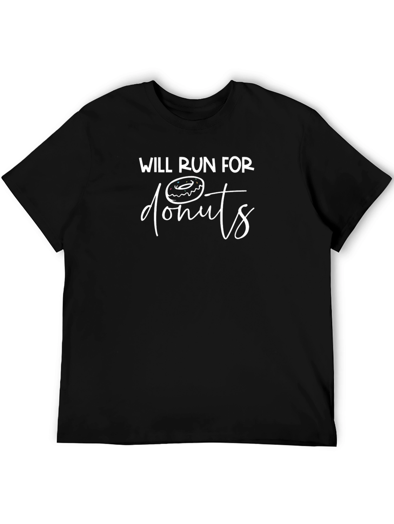 Will Run For Donuts Black Graphic Tee Shirt