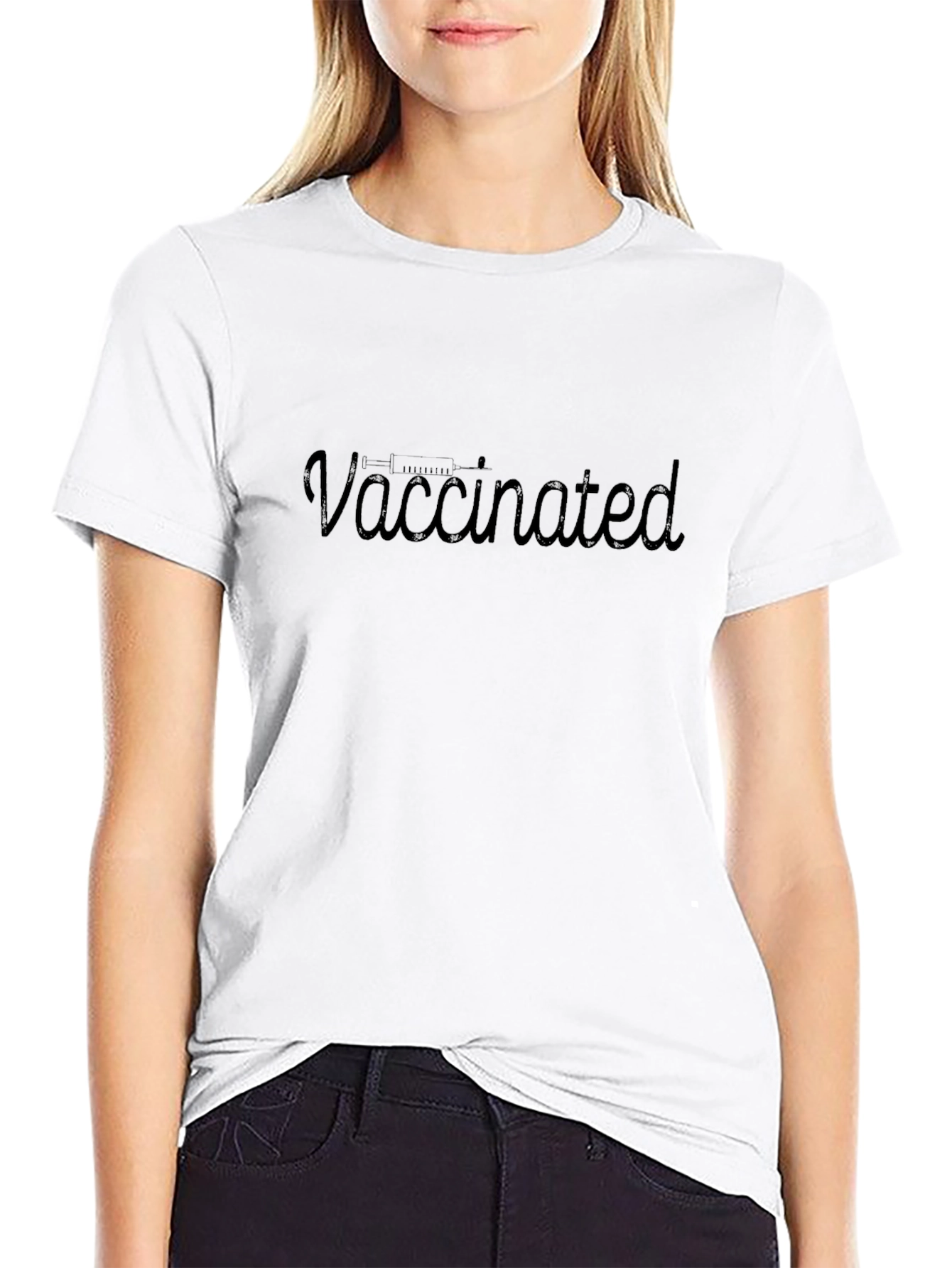 Vaccinated Graphic Tee - Classic Black Crew Neck