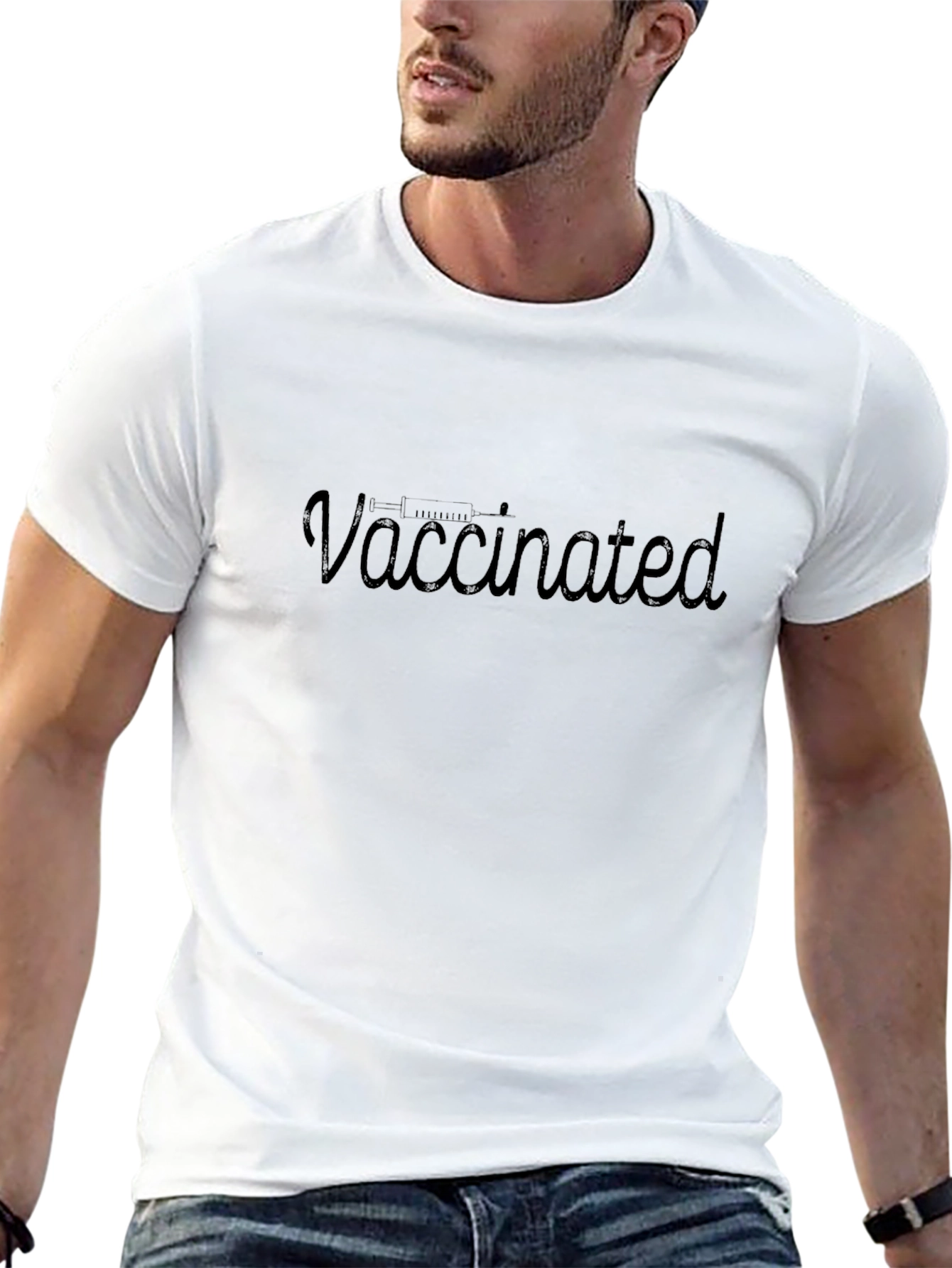 Vaccinated Graphic Tee - Classic Black Crew Neck