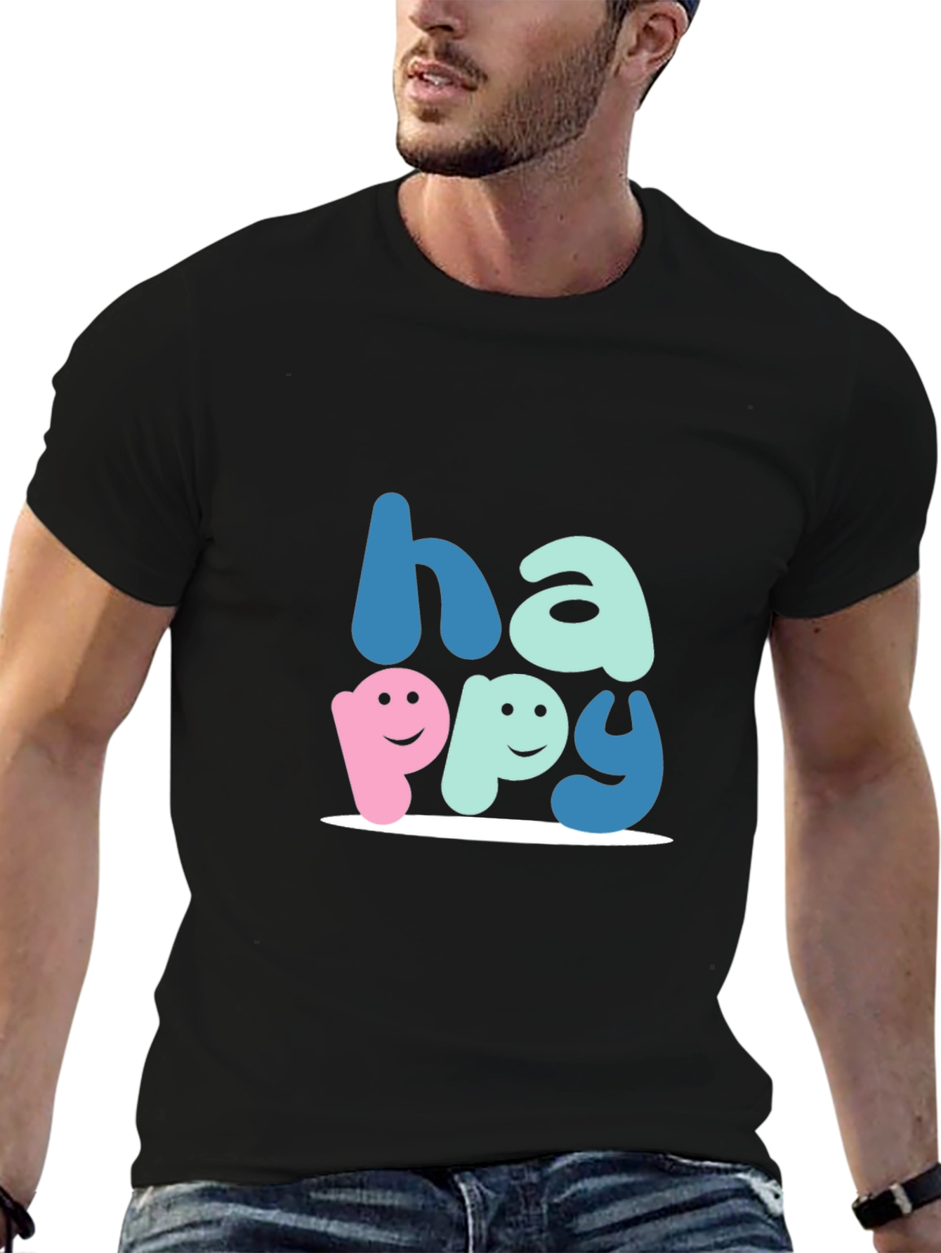 Happy Graphic Tee - Soft Cotton Blend Unisex Fit