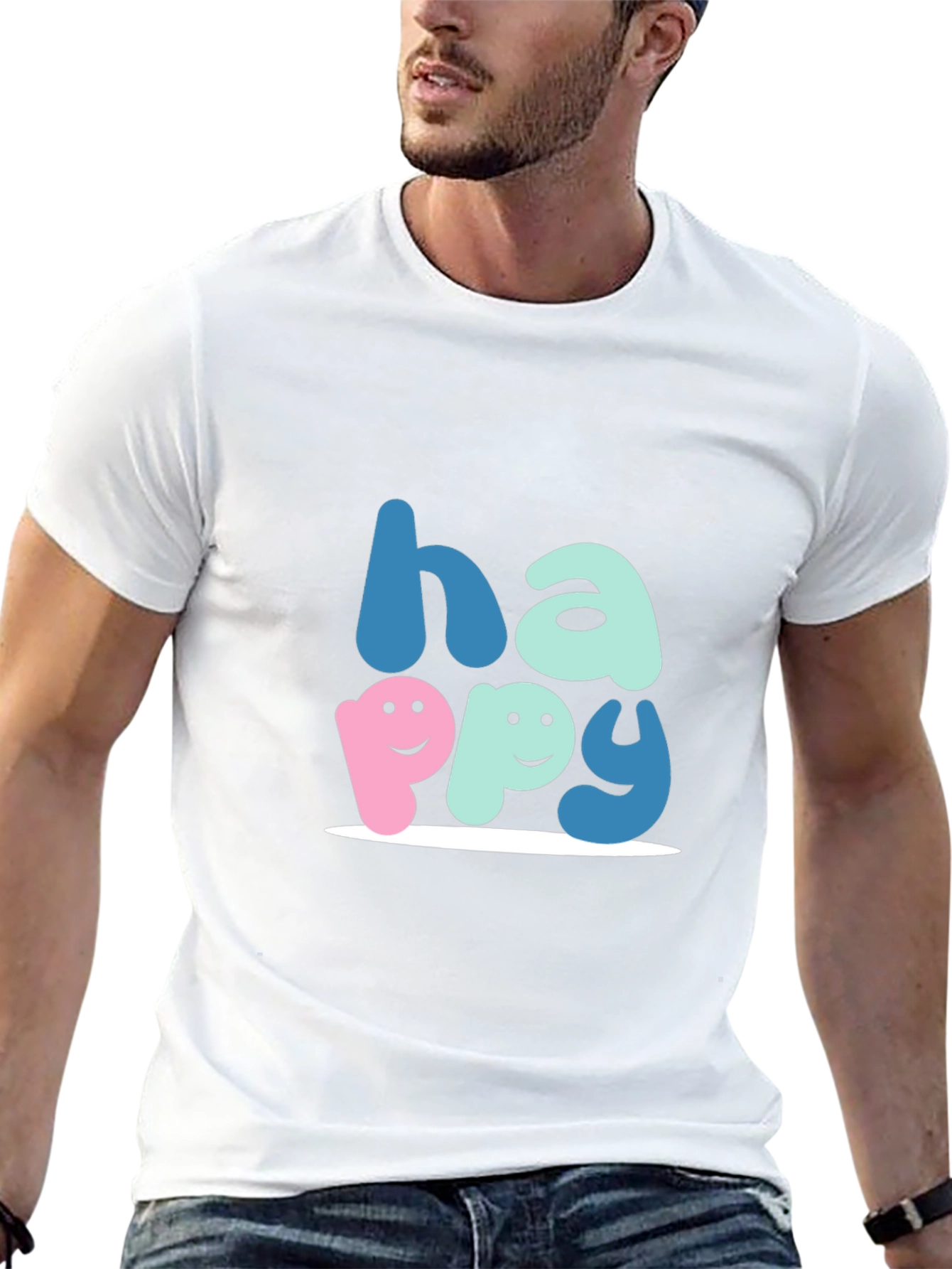 Happy Graphic Tee - Soft Cotton Blend Unisex Fit