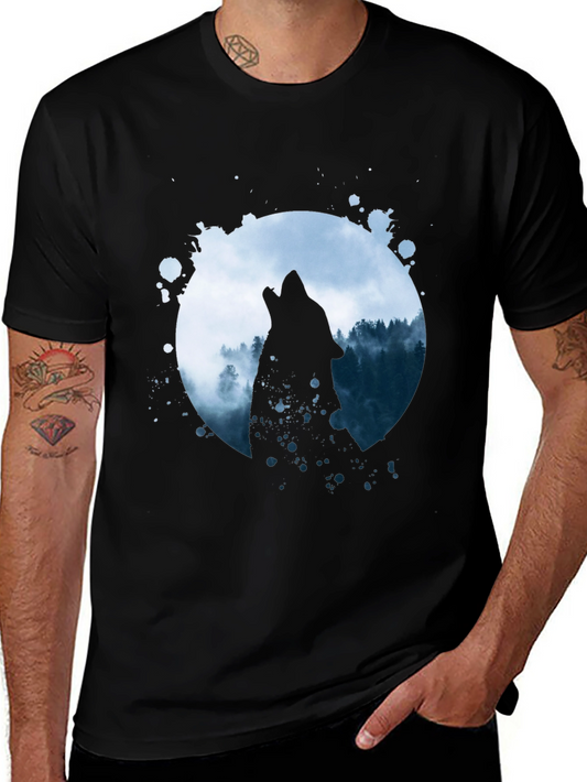 Wolf Howl Graphic Tee - Black Cotton Blend
