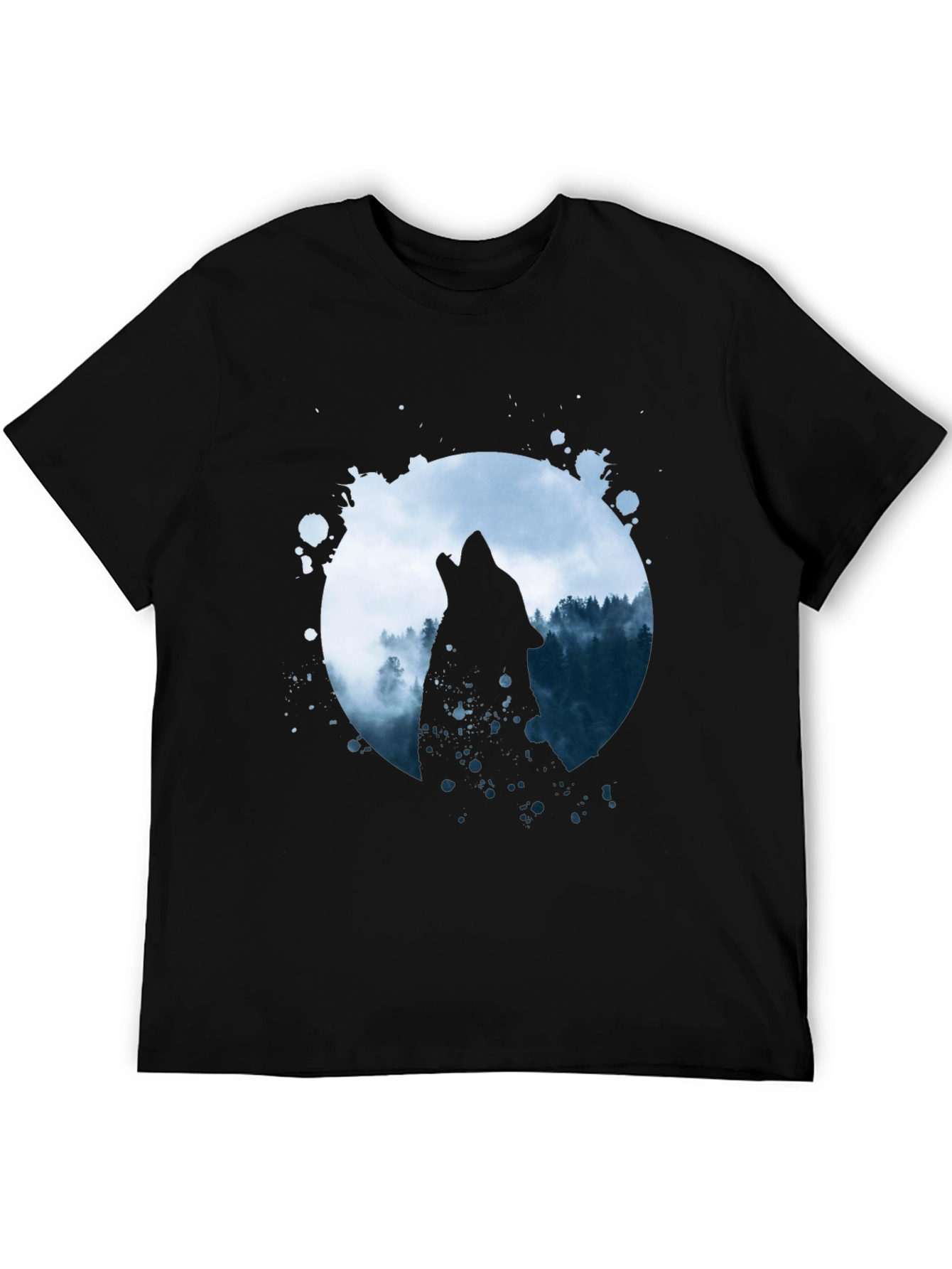 Wolf Howl Graphic Tee - Black Cotton Blend