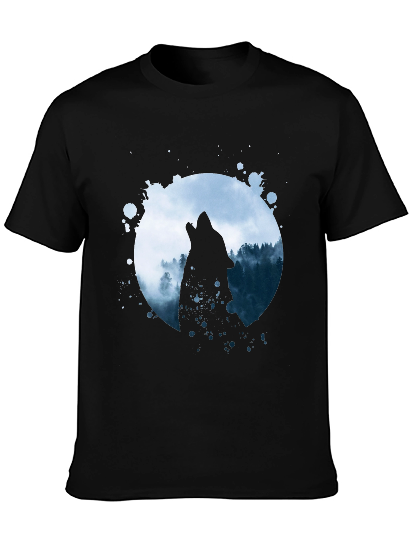 Wolf Howl Graphic Tee - Black Cotton Blend