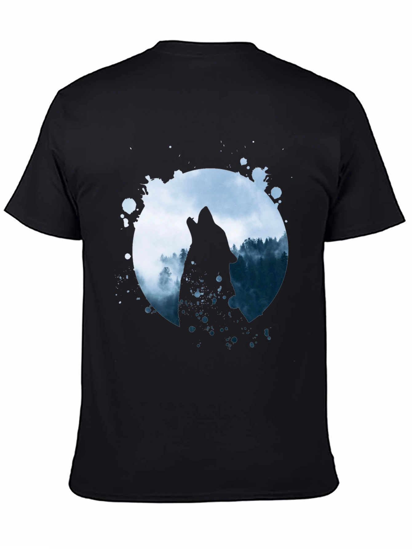 Wolf Howl Graphic Tee - Black Cotton Blend