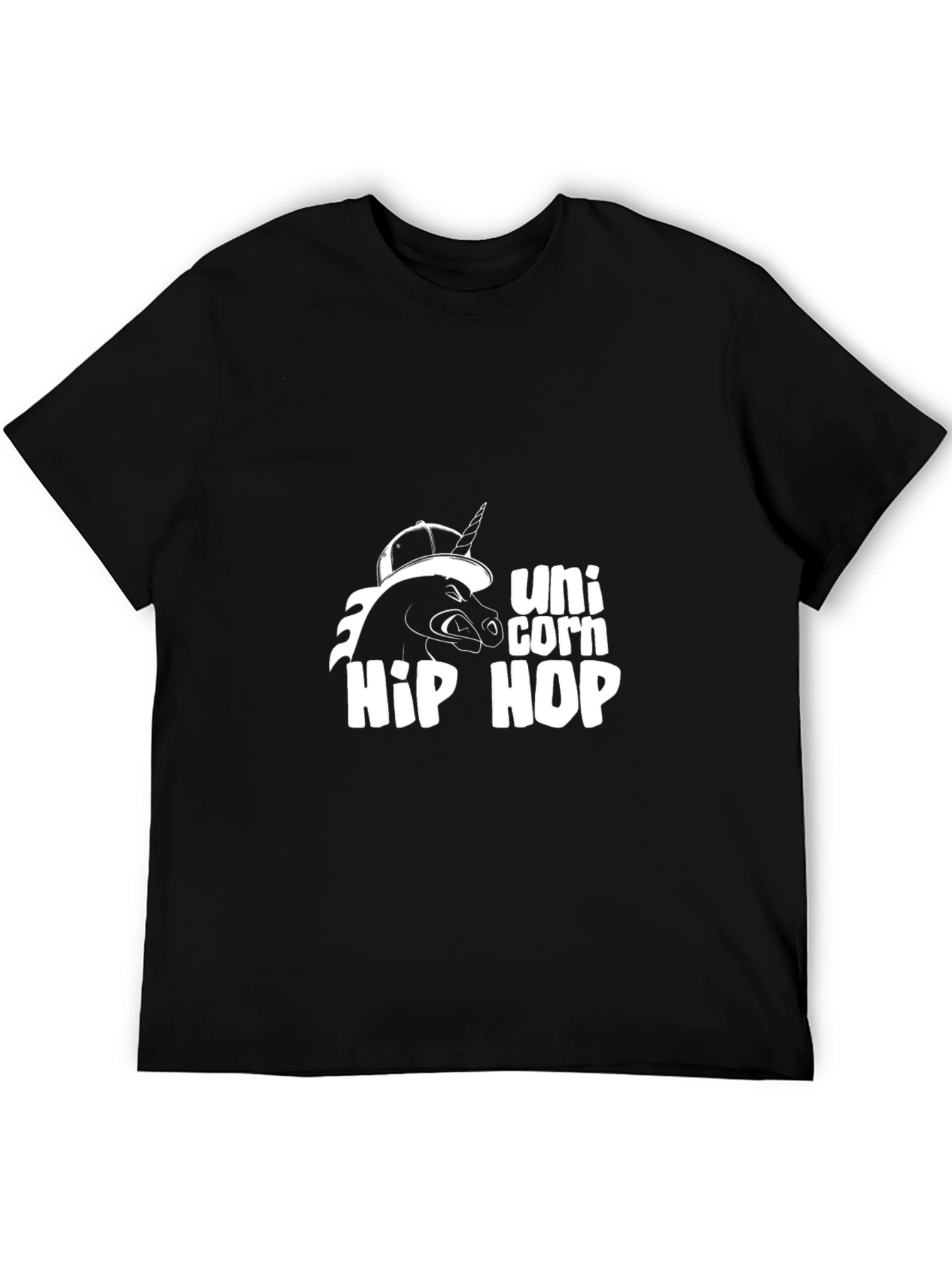 Unicorn Hip Hop Graphic Black T-Shirt