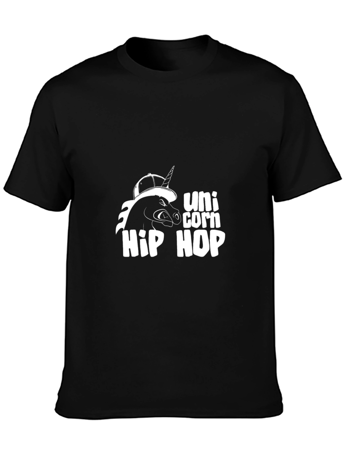 Unicorn Hip Hop Graphic Black T-Shirt