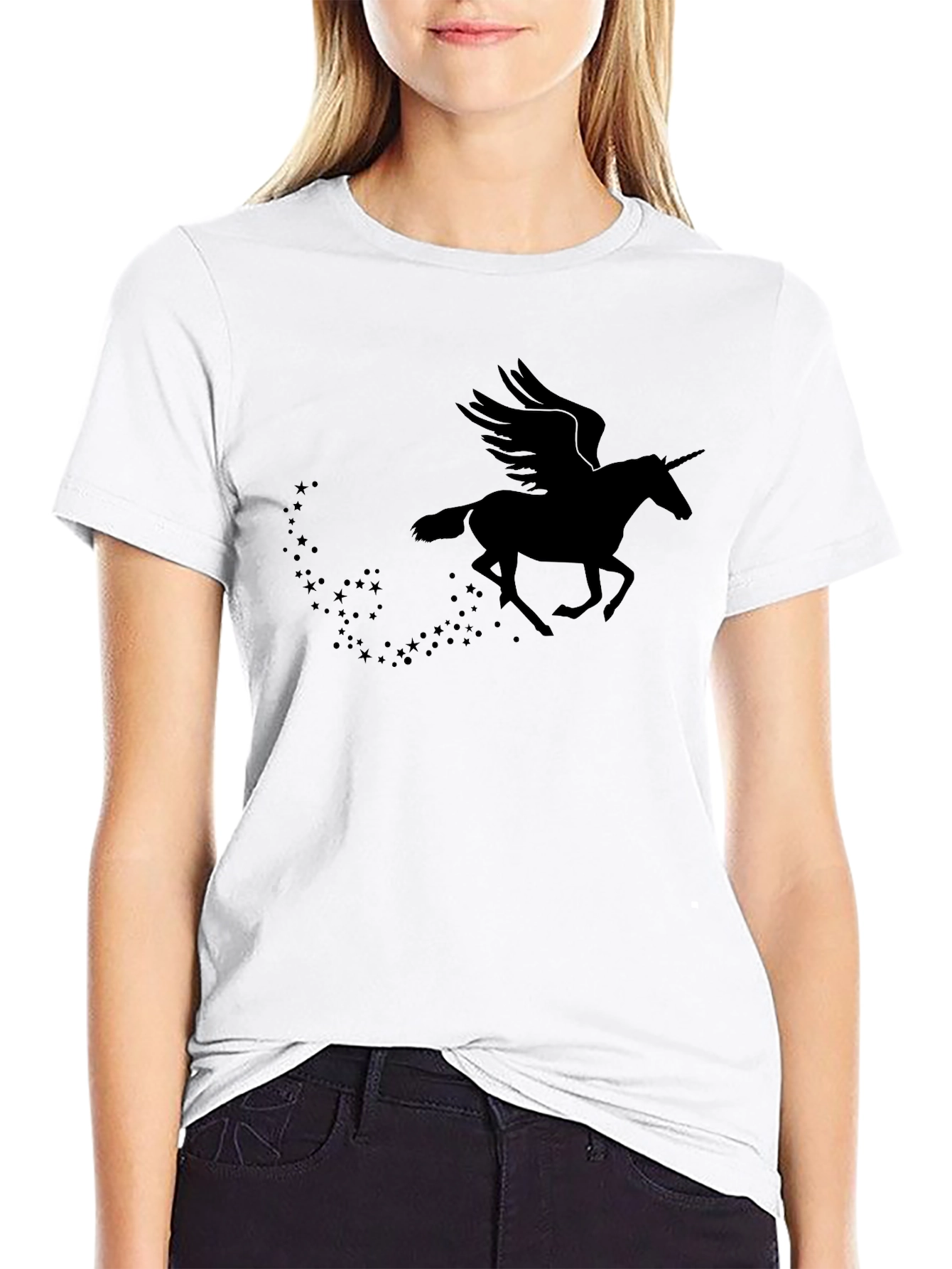 Mythical Unicorn Pegasus Black Graphic Tee