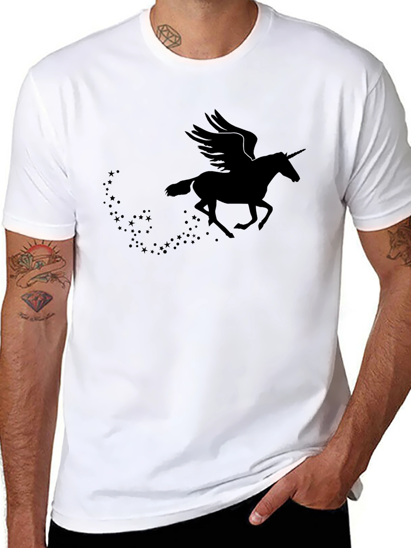 Mythical Unicorn Pegasus Black Graphic Tee
