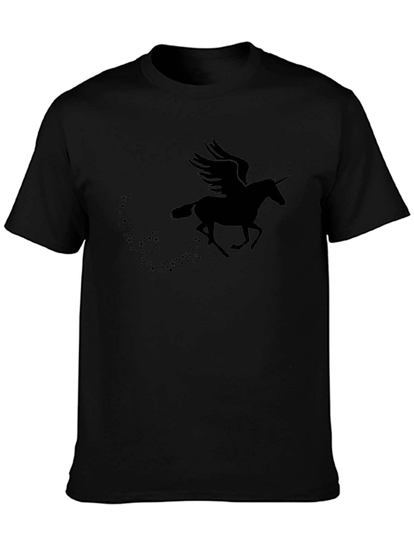 Mythical Unicorn Pegasus Black Graphic Tee
