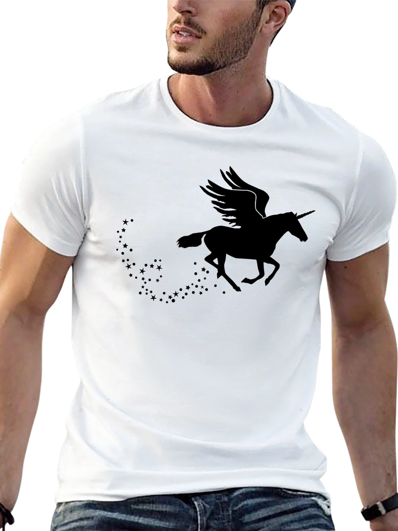 Mythical Unicorn Pegasus Black Graphic Tee