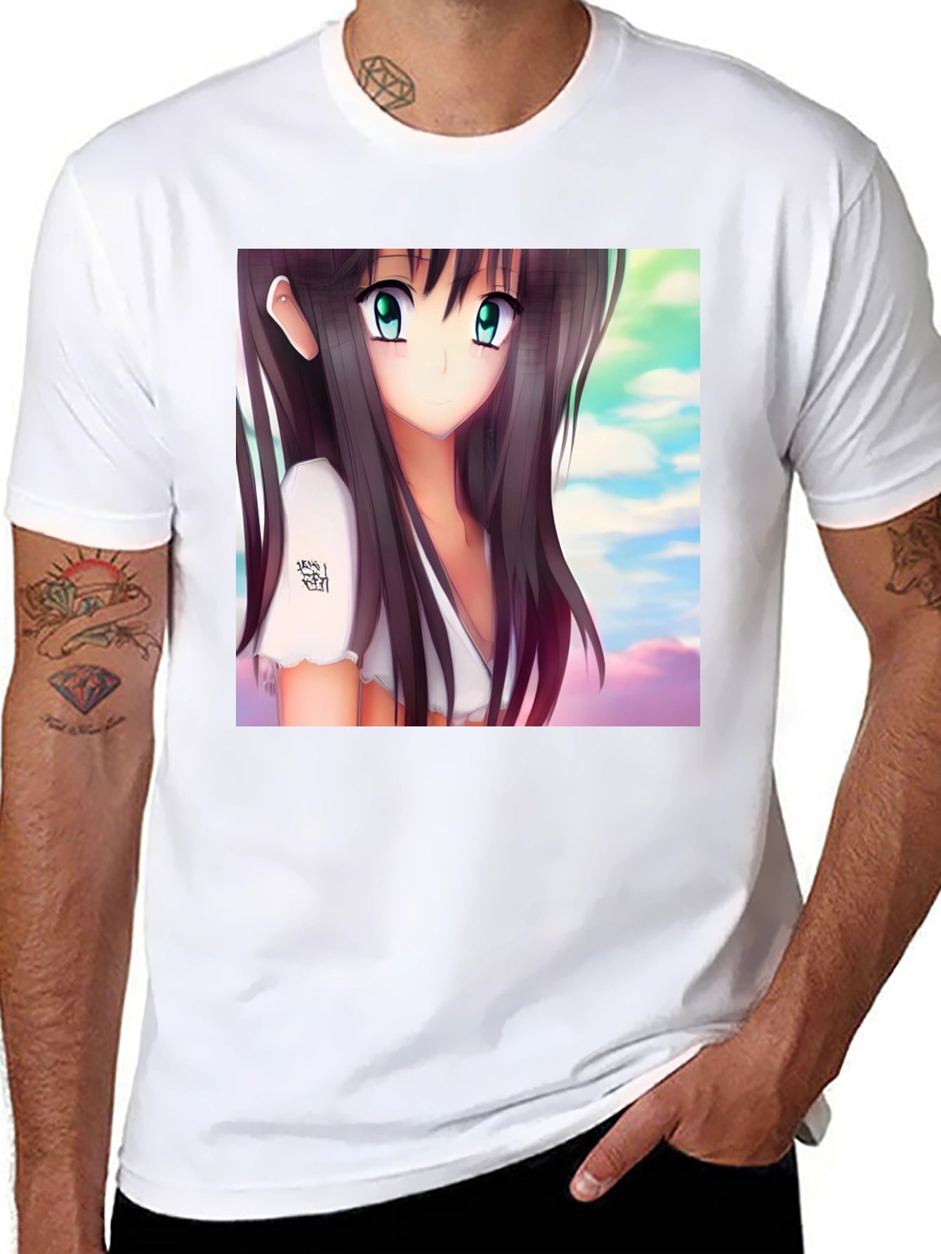 Anime Girl Graphic Black Tee - Stylish & Unique