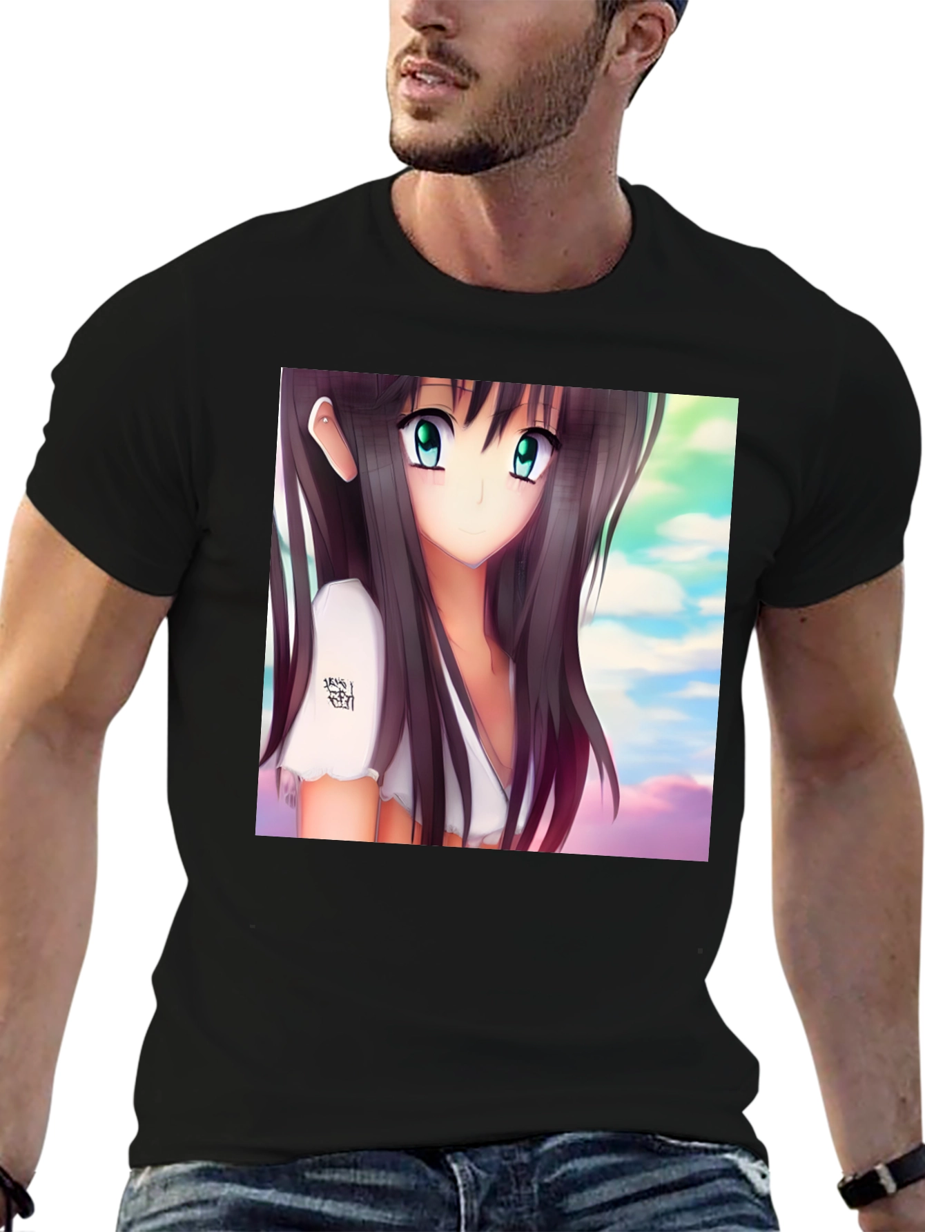 Anime Girl Graphic Black Tee - Stylish & Unique