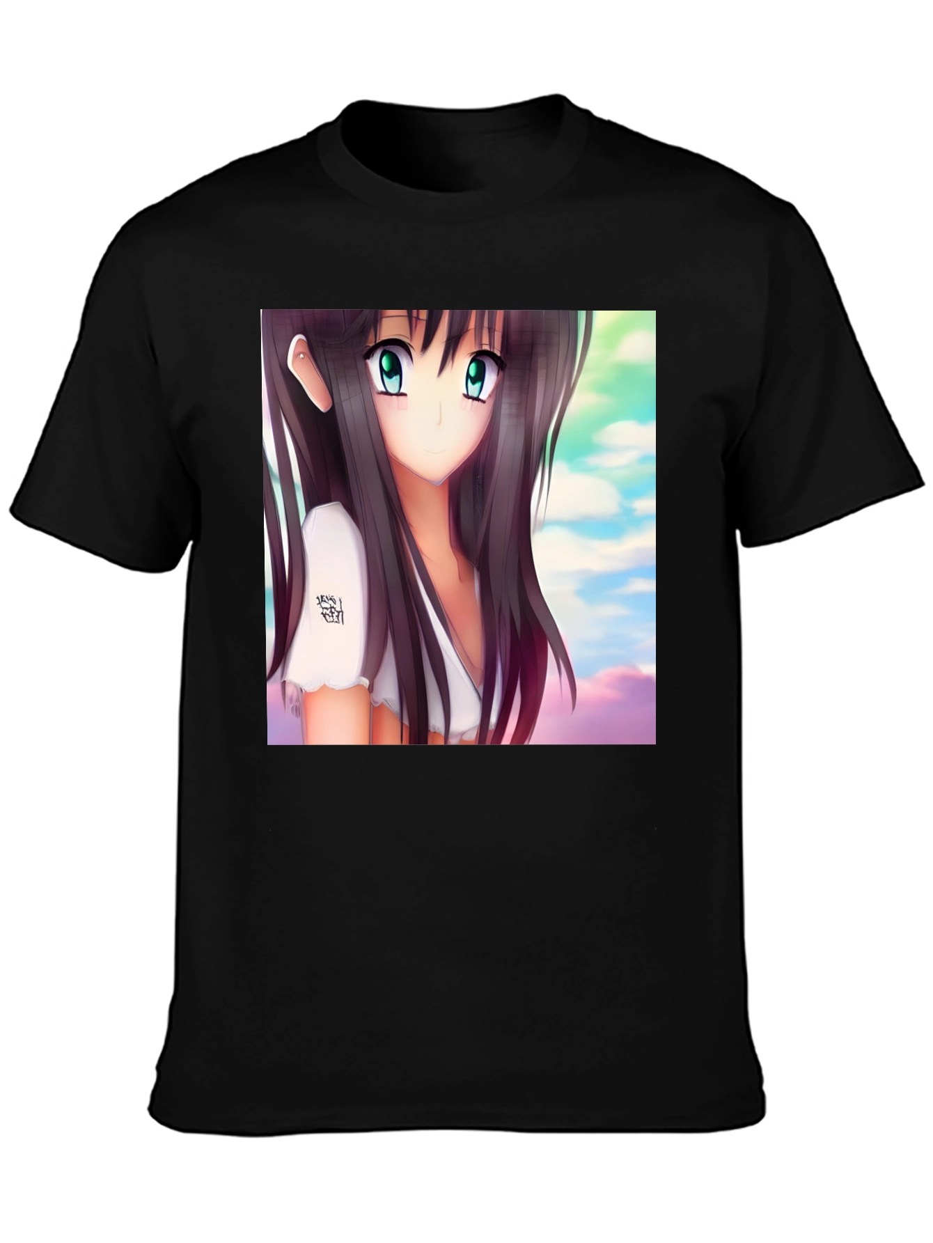Anime Girl Graphic Black Tee - Stylish & Unique
