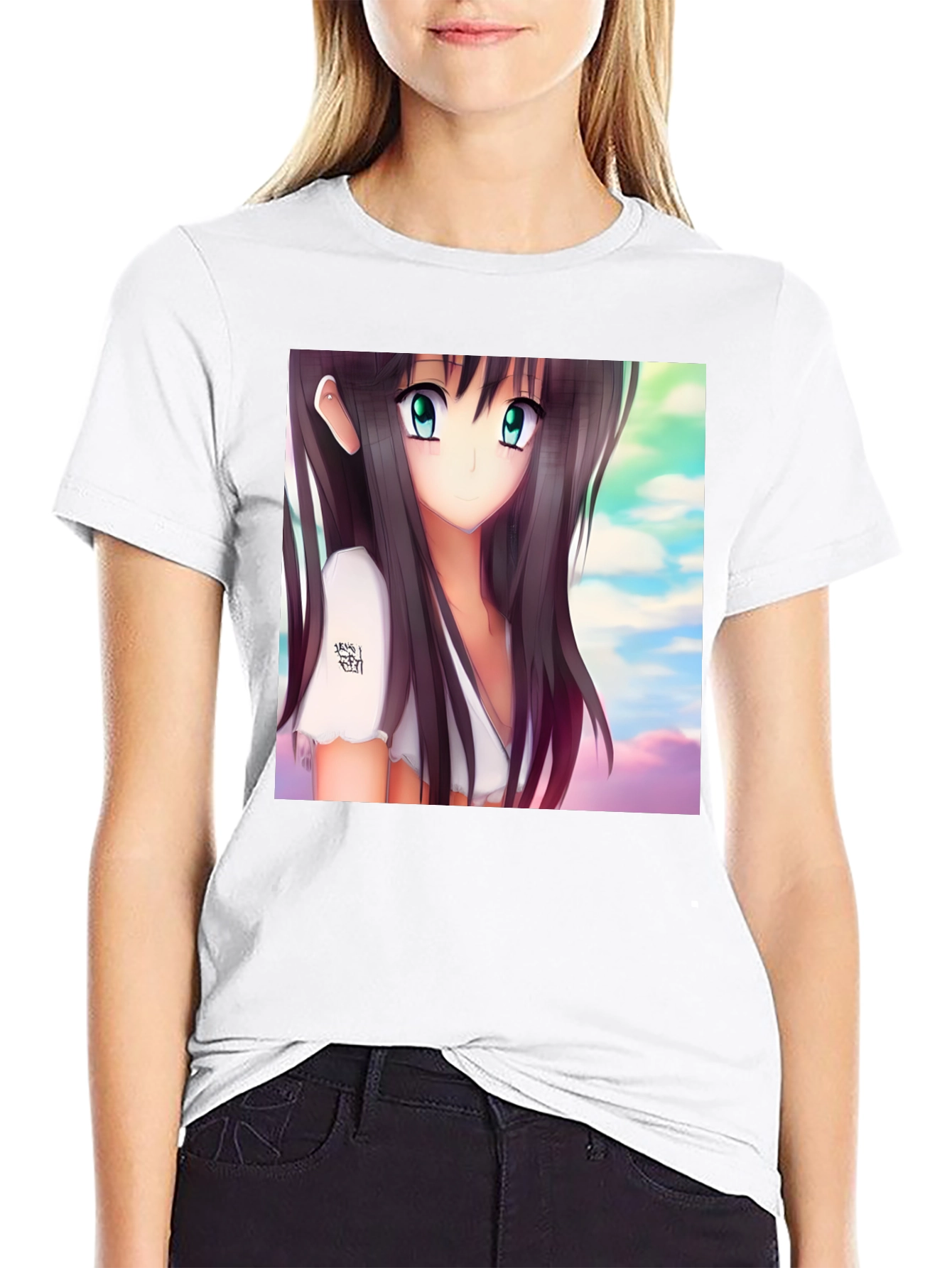 Anime Girl Graphic Black Tee - Stylish & Unique