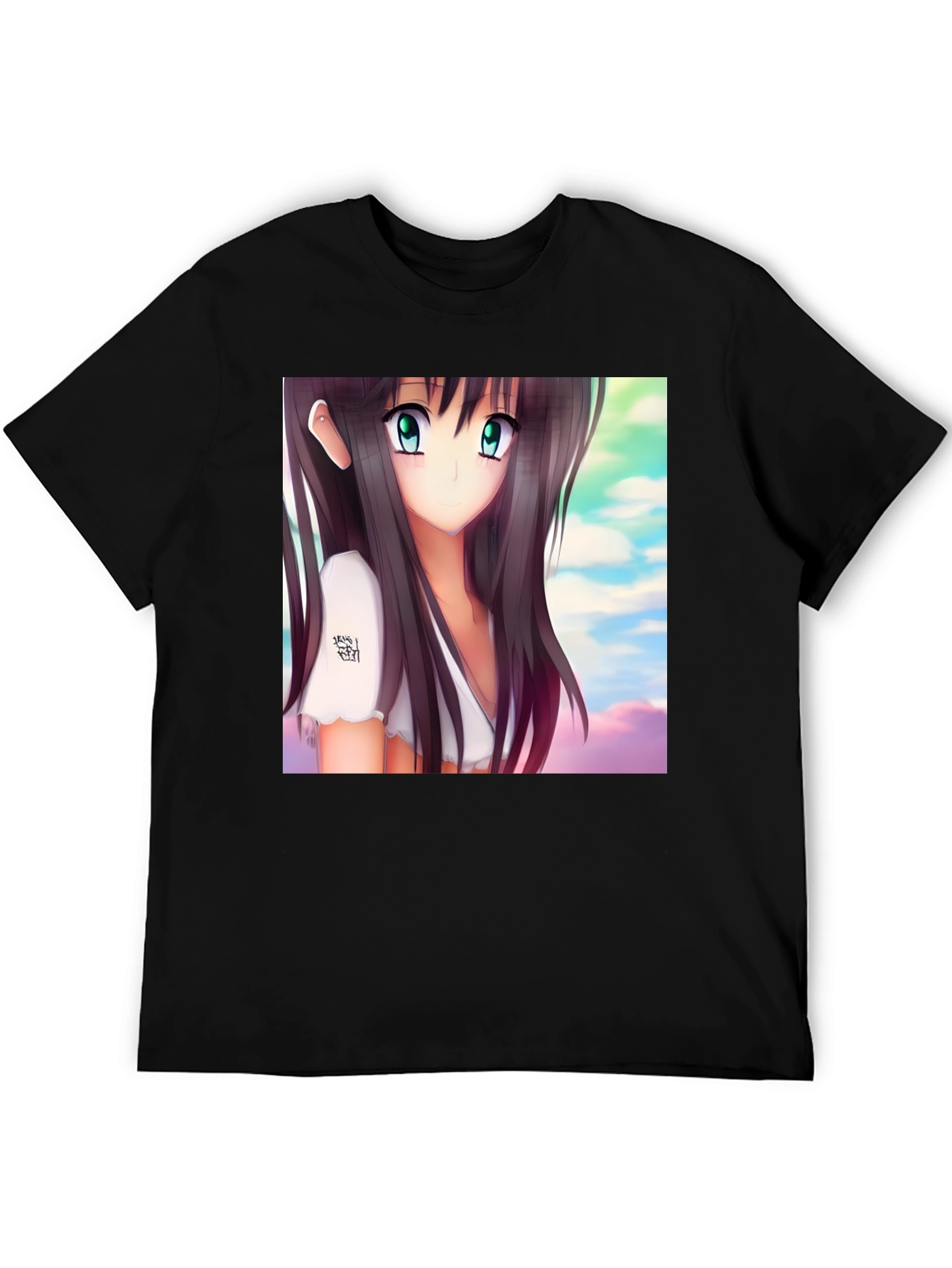 Anime Girl Graphic Black Tee - Stylish & Unique