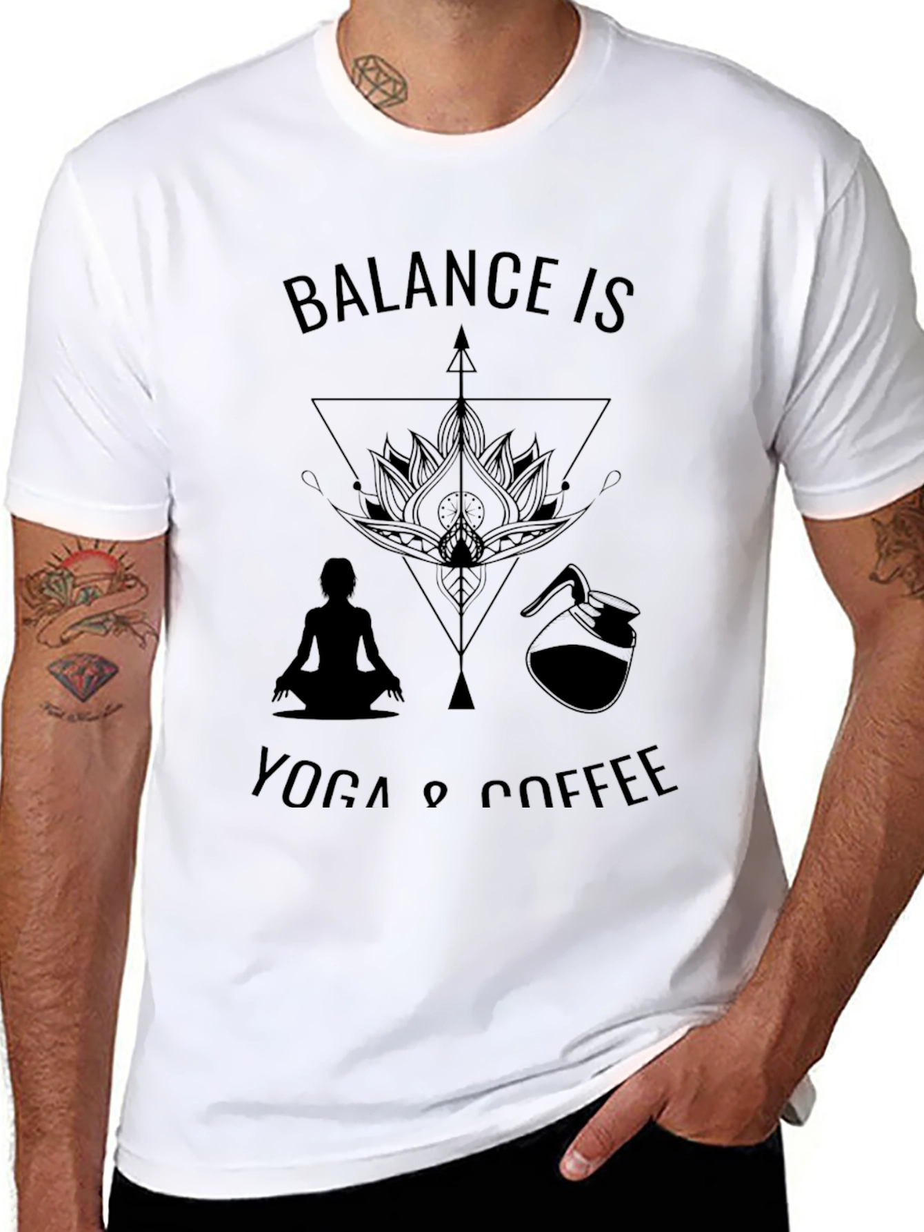 Balance Yoga & Coffee Graphic Tee