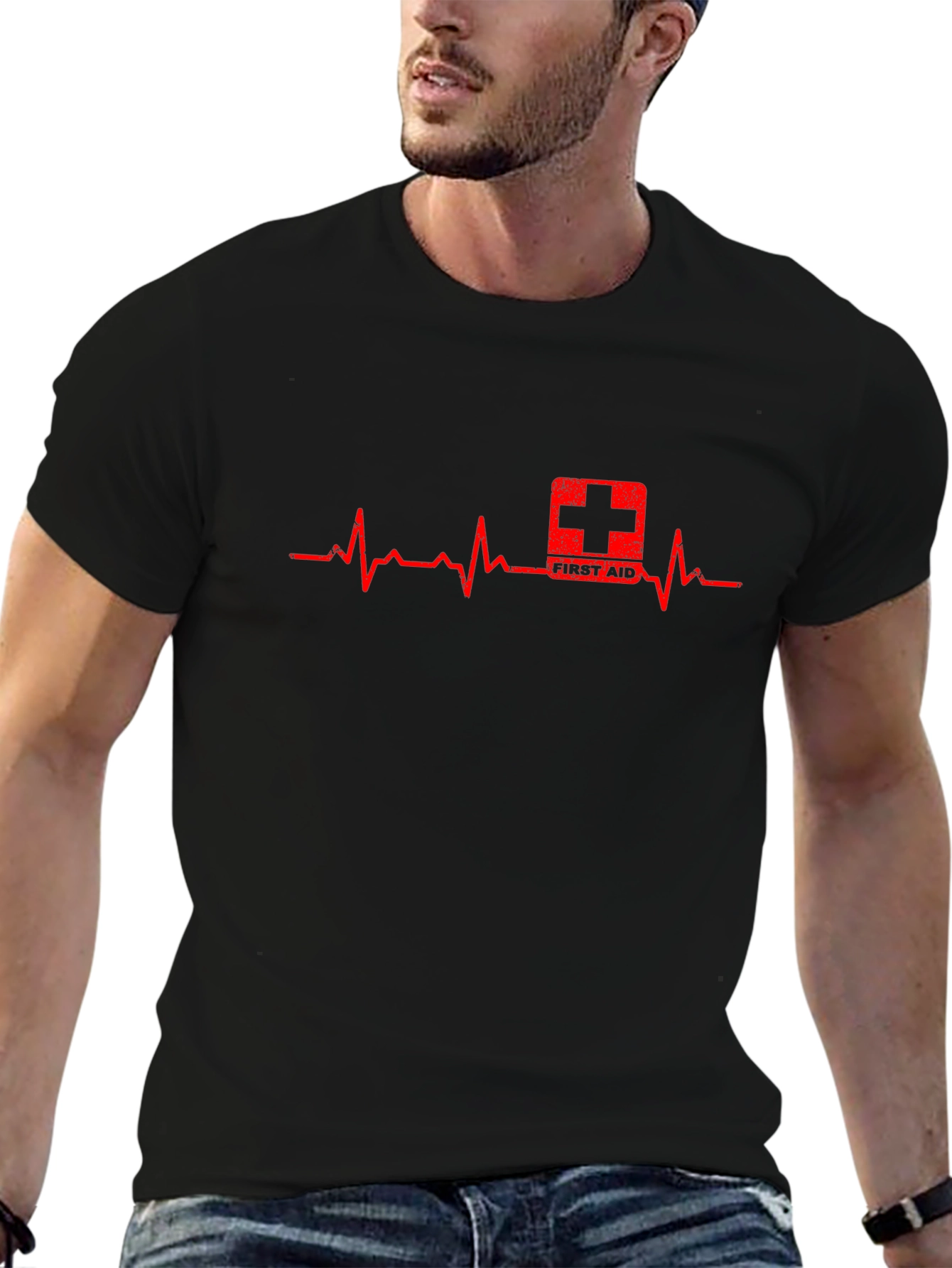 First Aid EKG Pulse Black T-Shirt