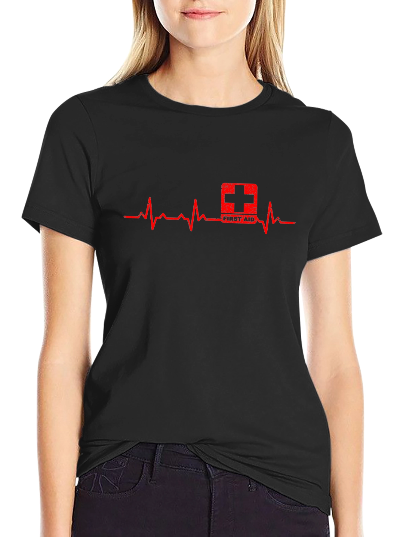 First Aid EKG Pulse Black T-Shirt