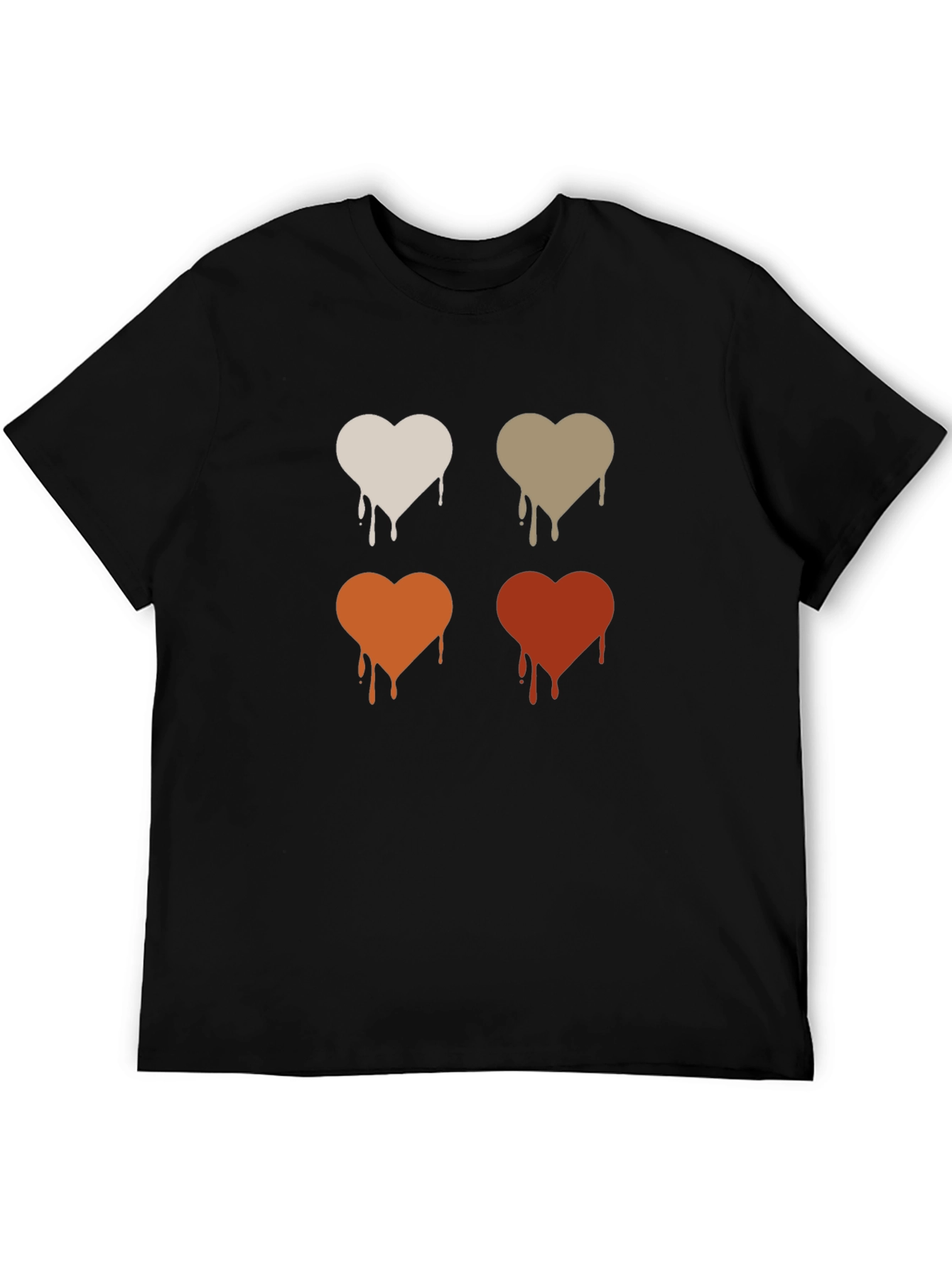 Dripping Hearts Graphic Print Black T-Shirt