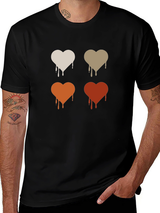 Dripping Hearts Graphic Print Black T-Shirt