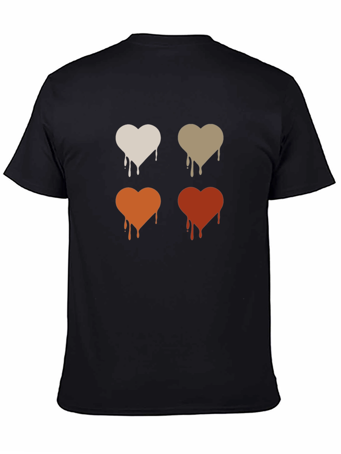 Dripping Hearts Graphic Print Black T-Shirt