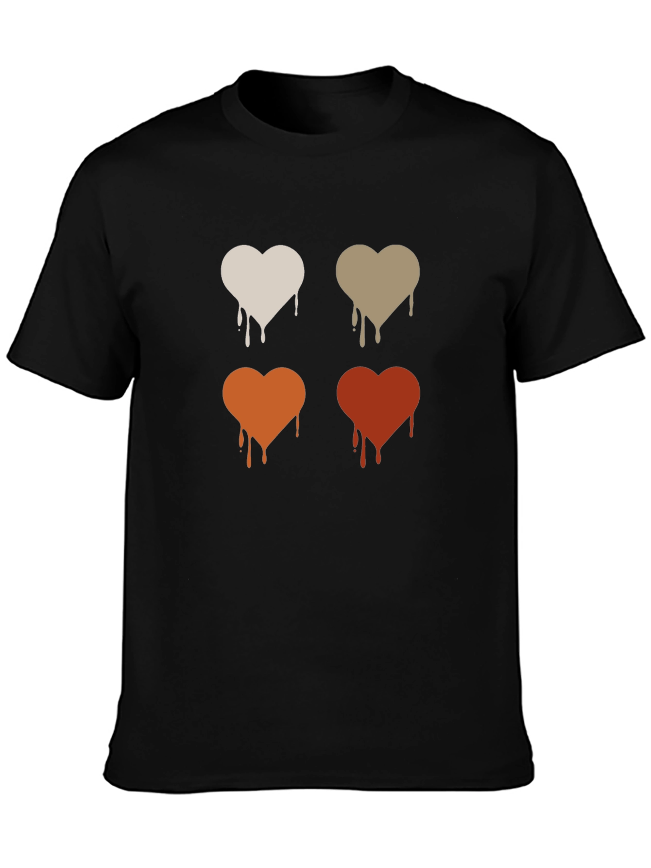 Dripping Hearts Graphic Print Black T-Shirt