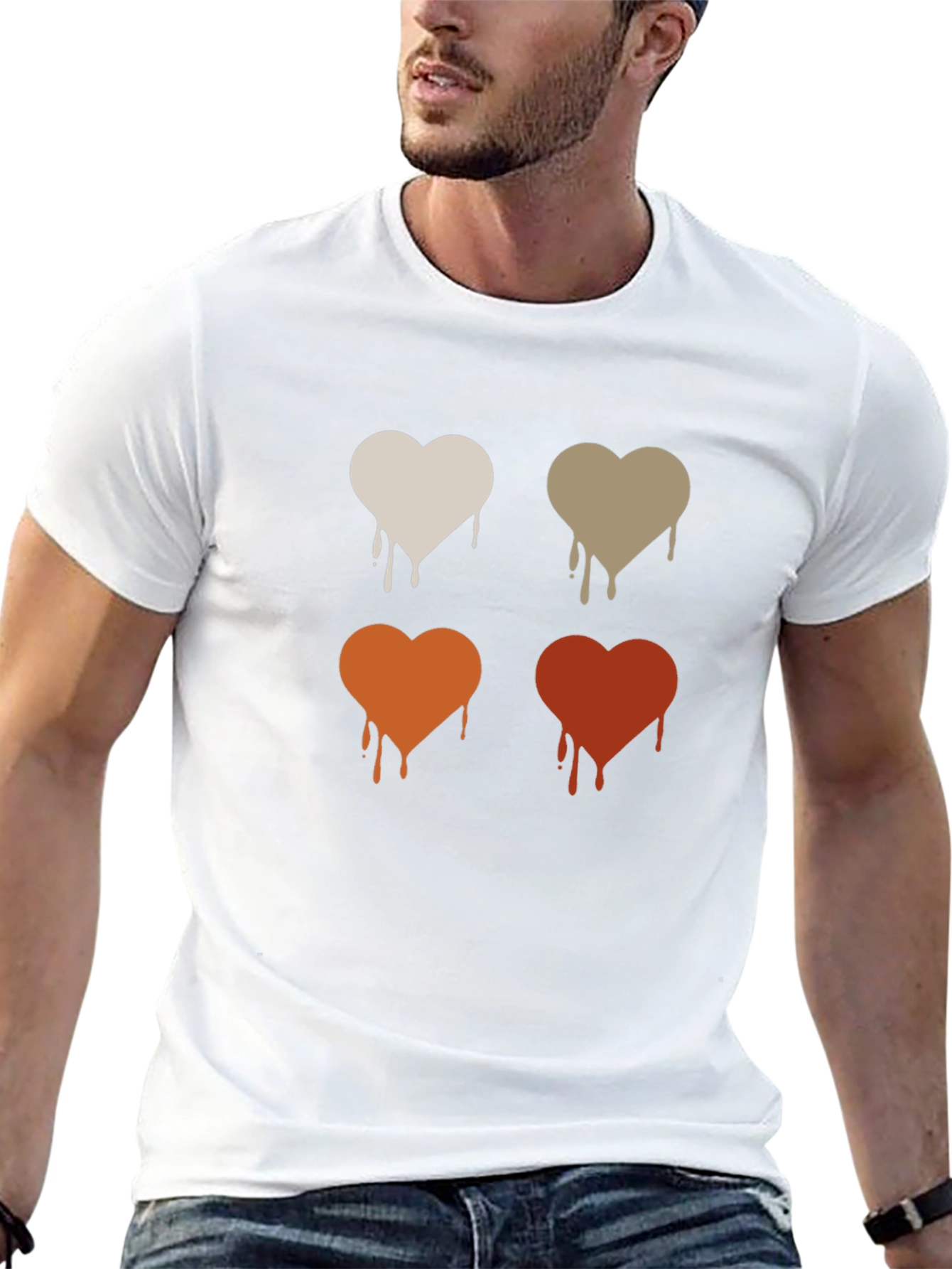 Dripping Hearts Graphic Print Black T-Shirt