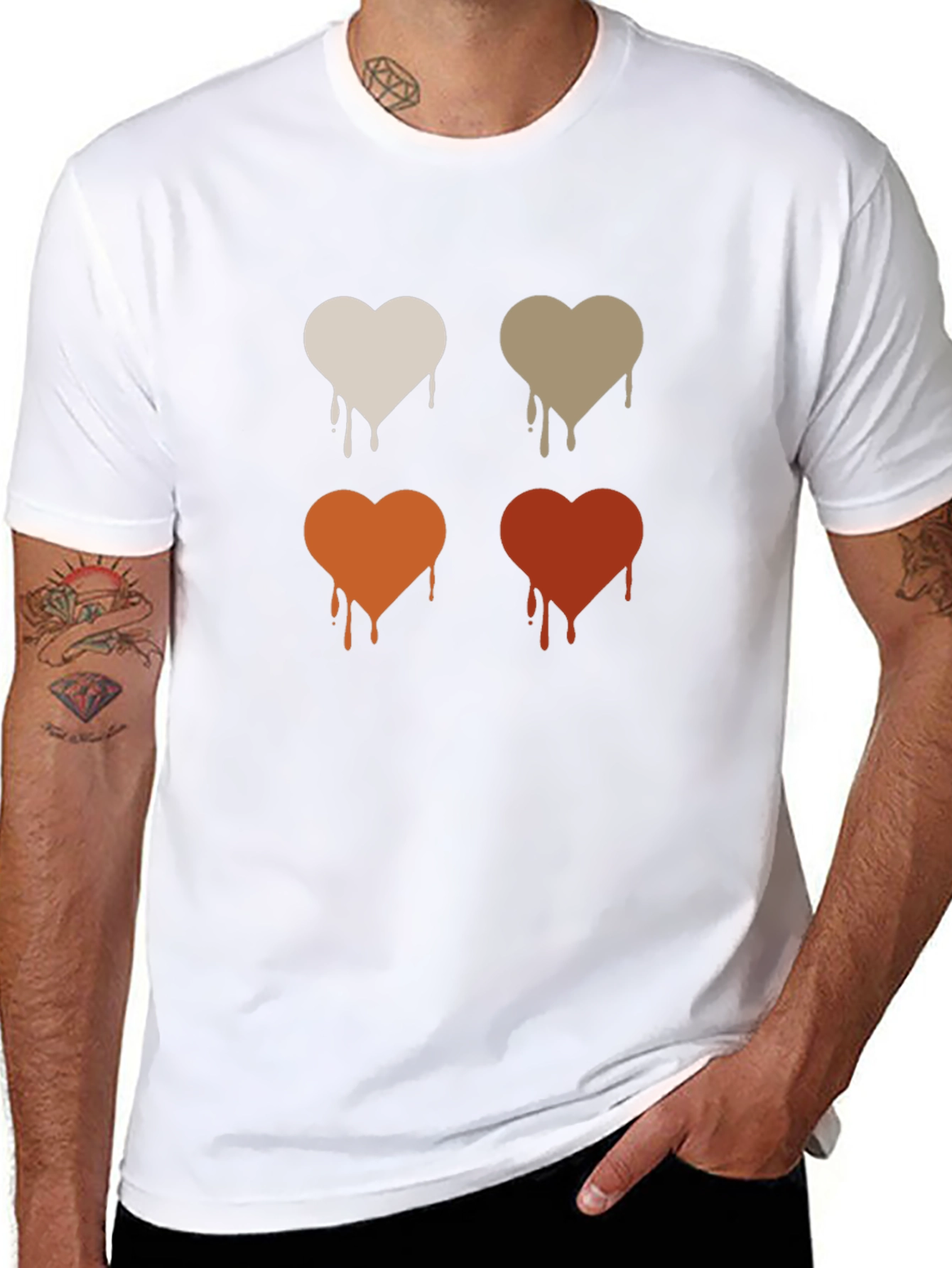 Dripping Hearts Graphic Print Black T-Shirt