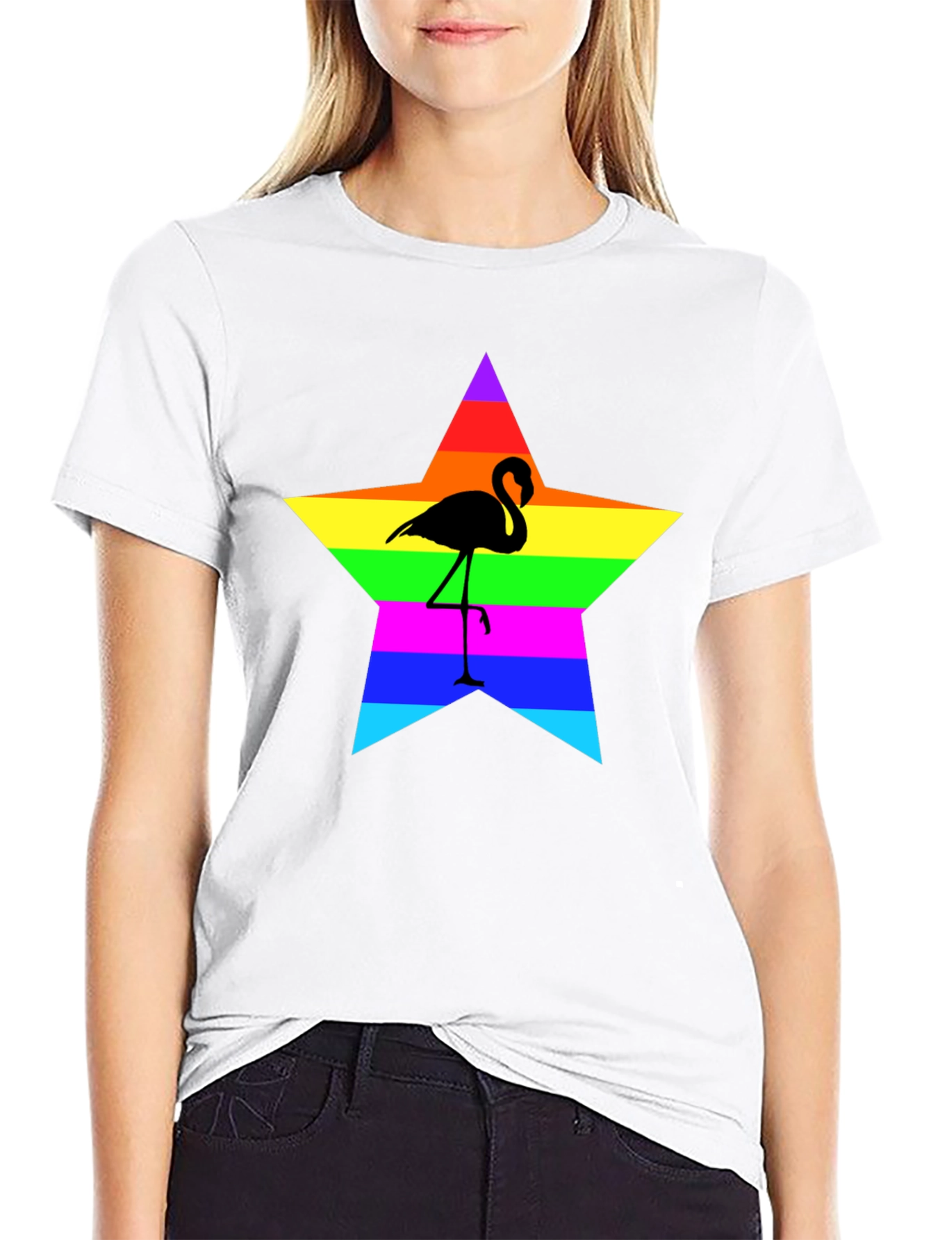 Rainbow Flamingo Star T-Shirt