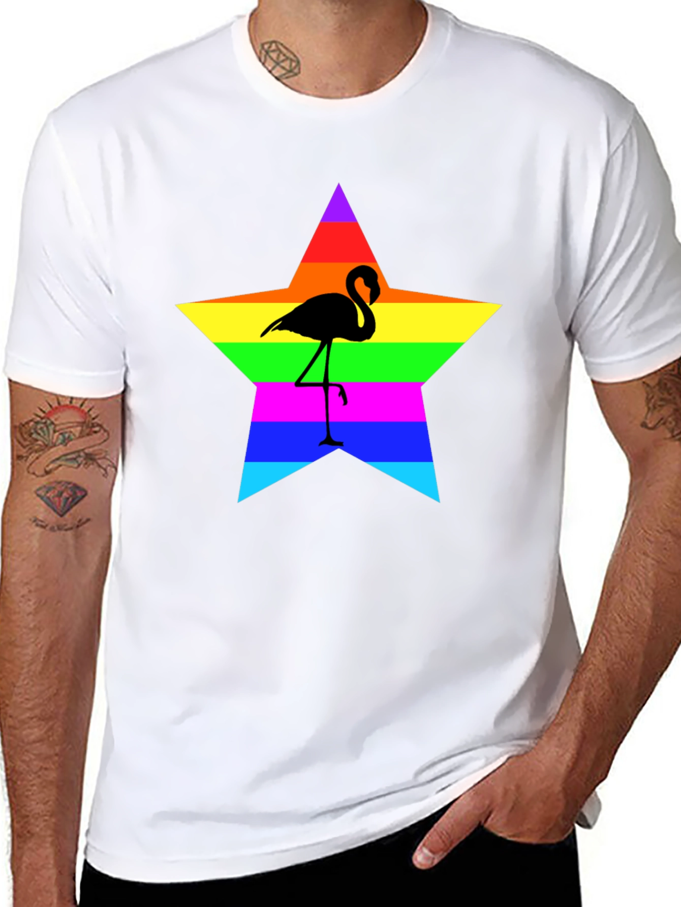 Rainbow Flamingo Star T-Shirt