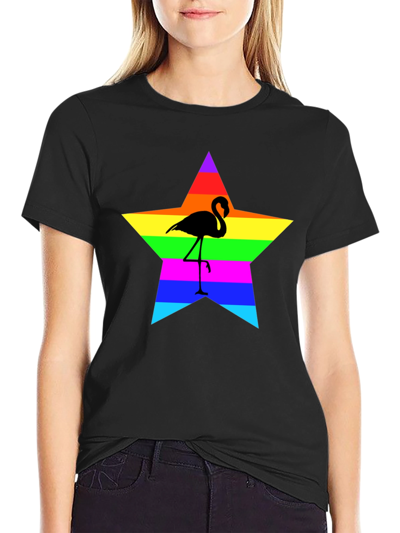 Rainbow Flamingo Star T-Shirt