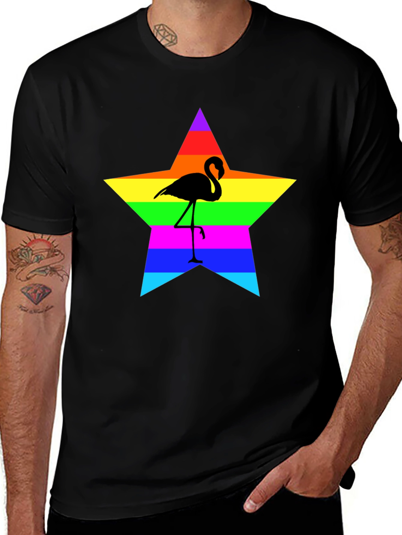 Rainbow Flamingo Star T-Shirt