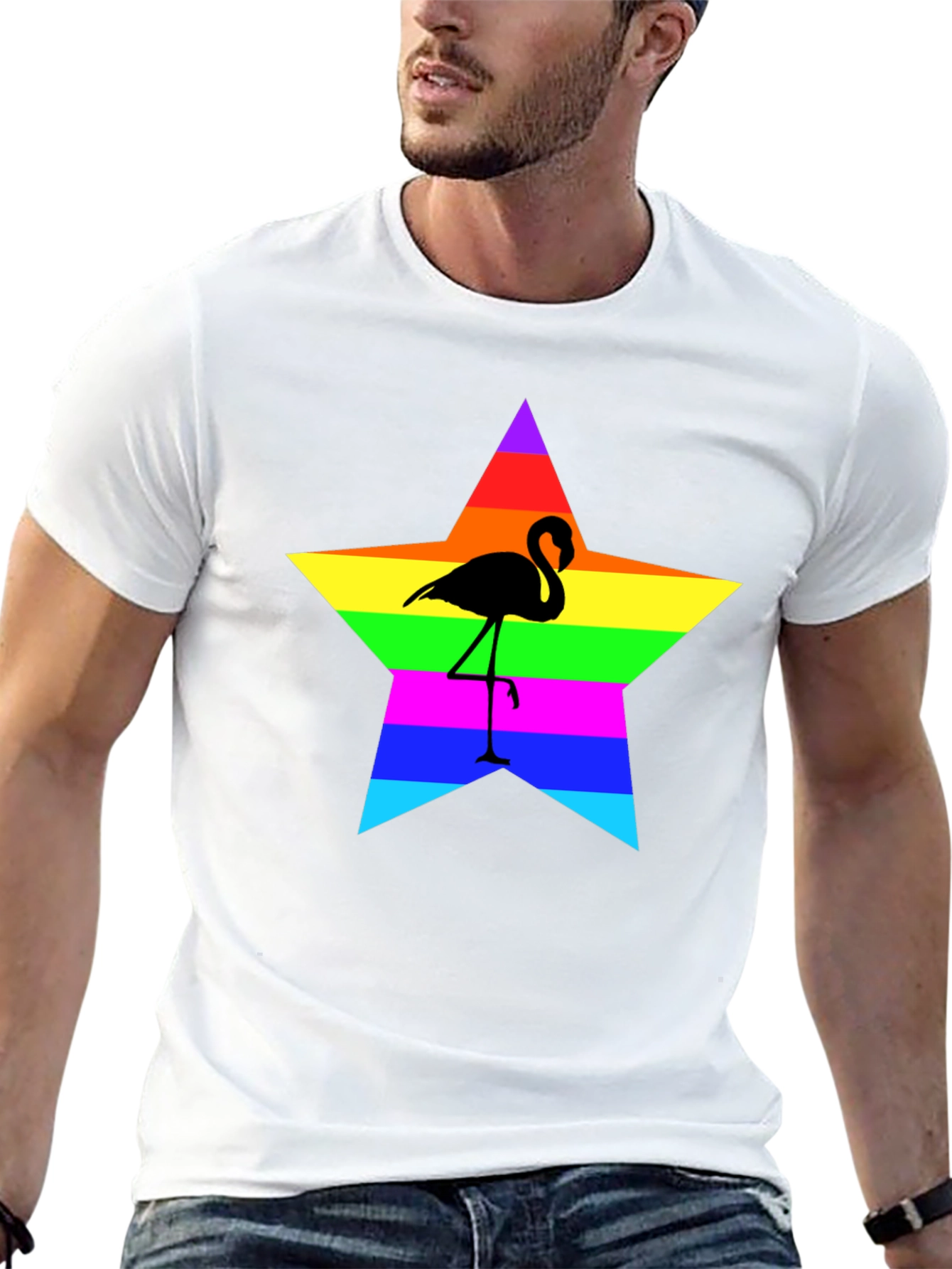 Rainbow Flamingo Star T-Shirt