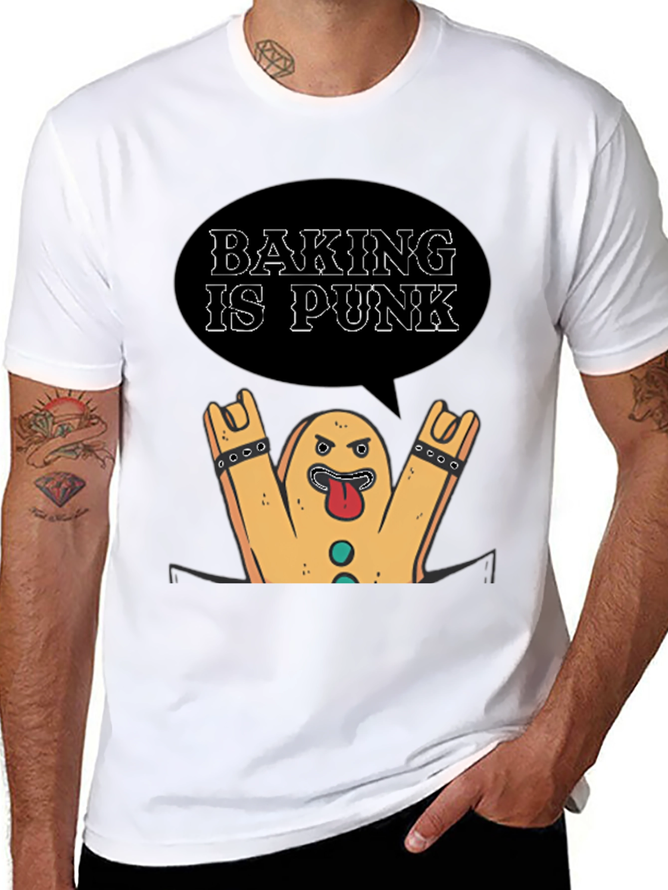 Baking is Punk T-Shirt - Rocking Gingerbread Man!