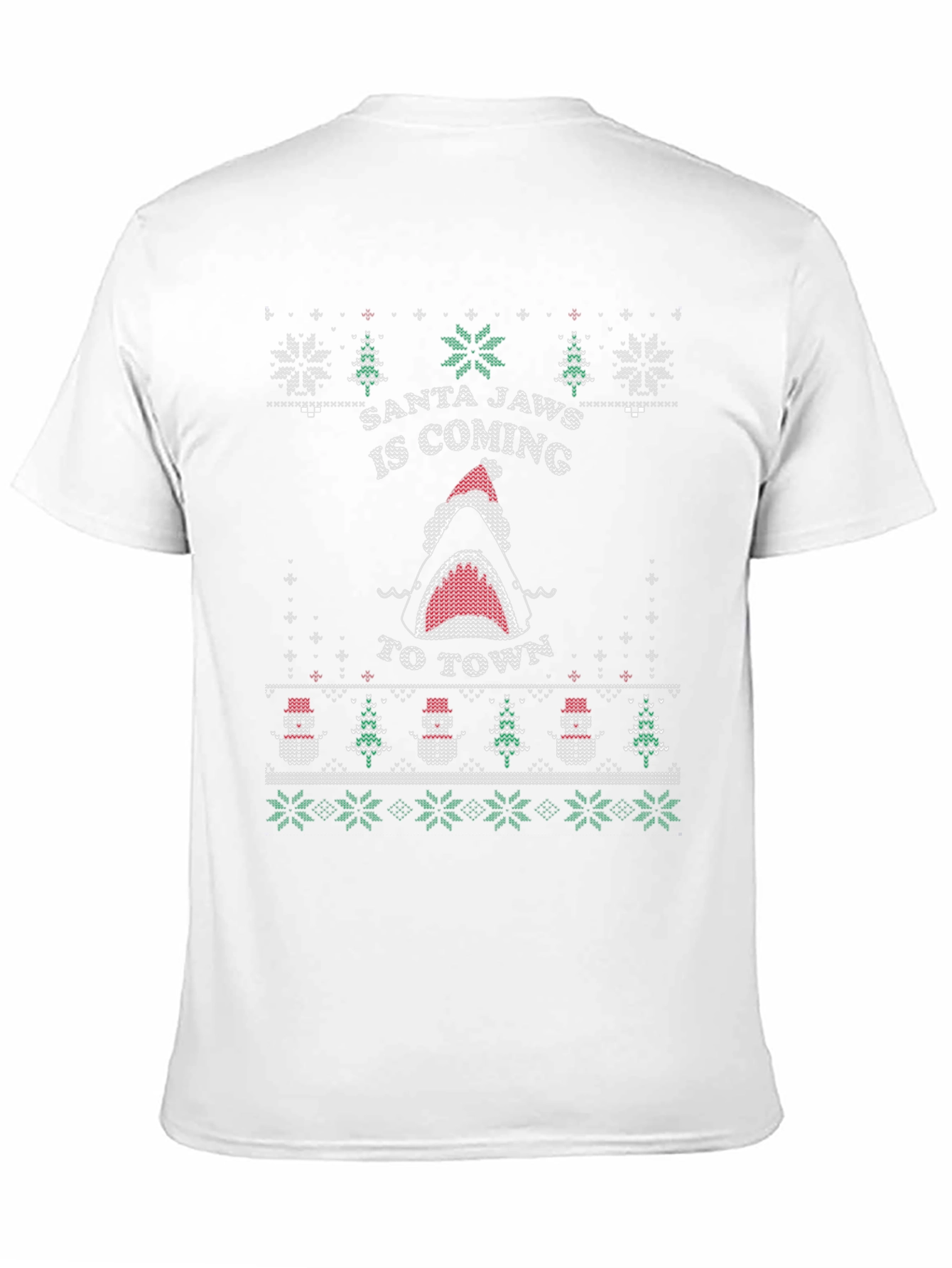 Santa Jaws Ugly Christmas Sweater Style T-Shirt