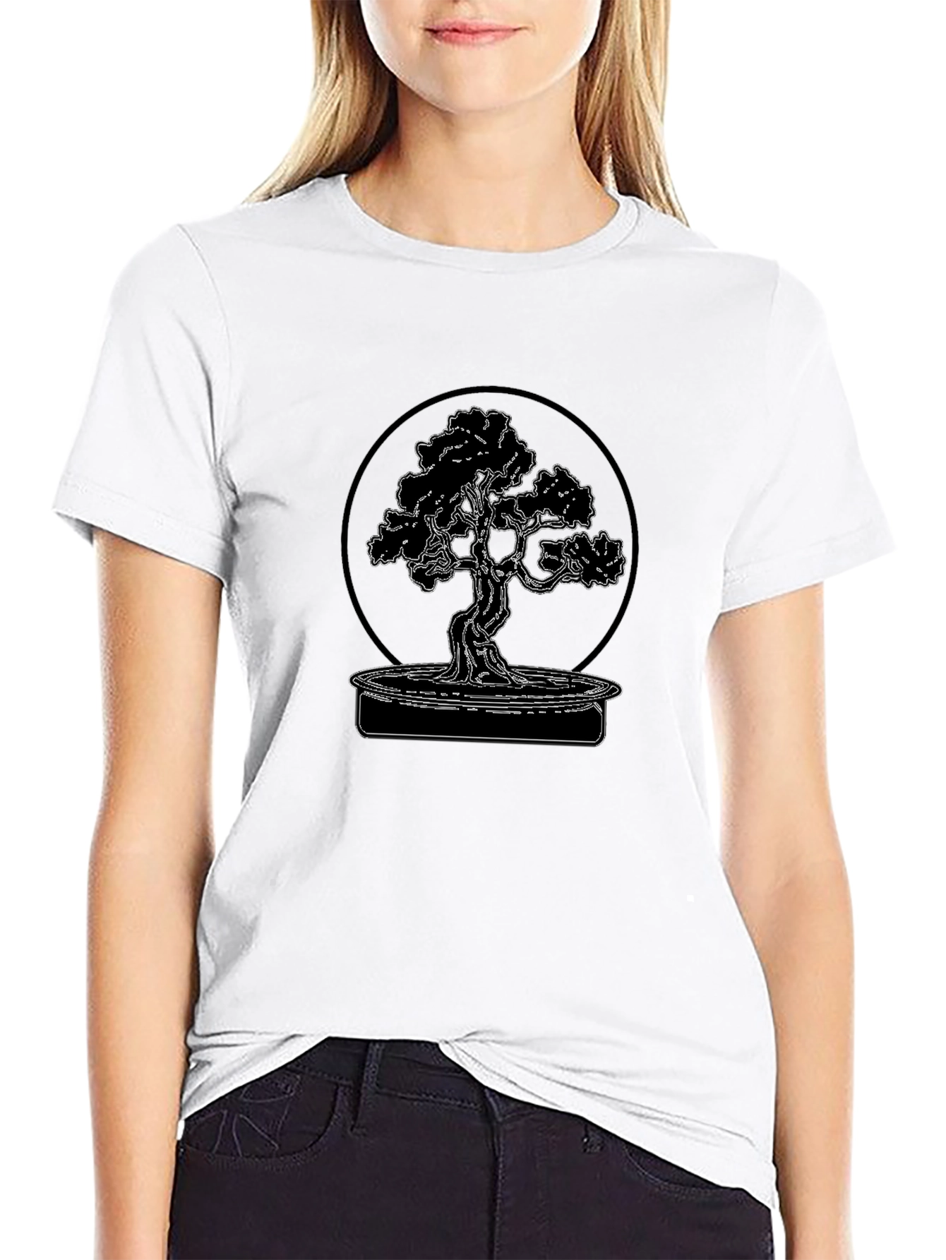 Bonsai Tree Graphic Tee - Black Cotton Blend