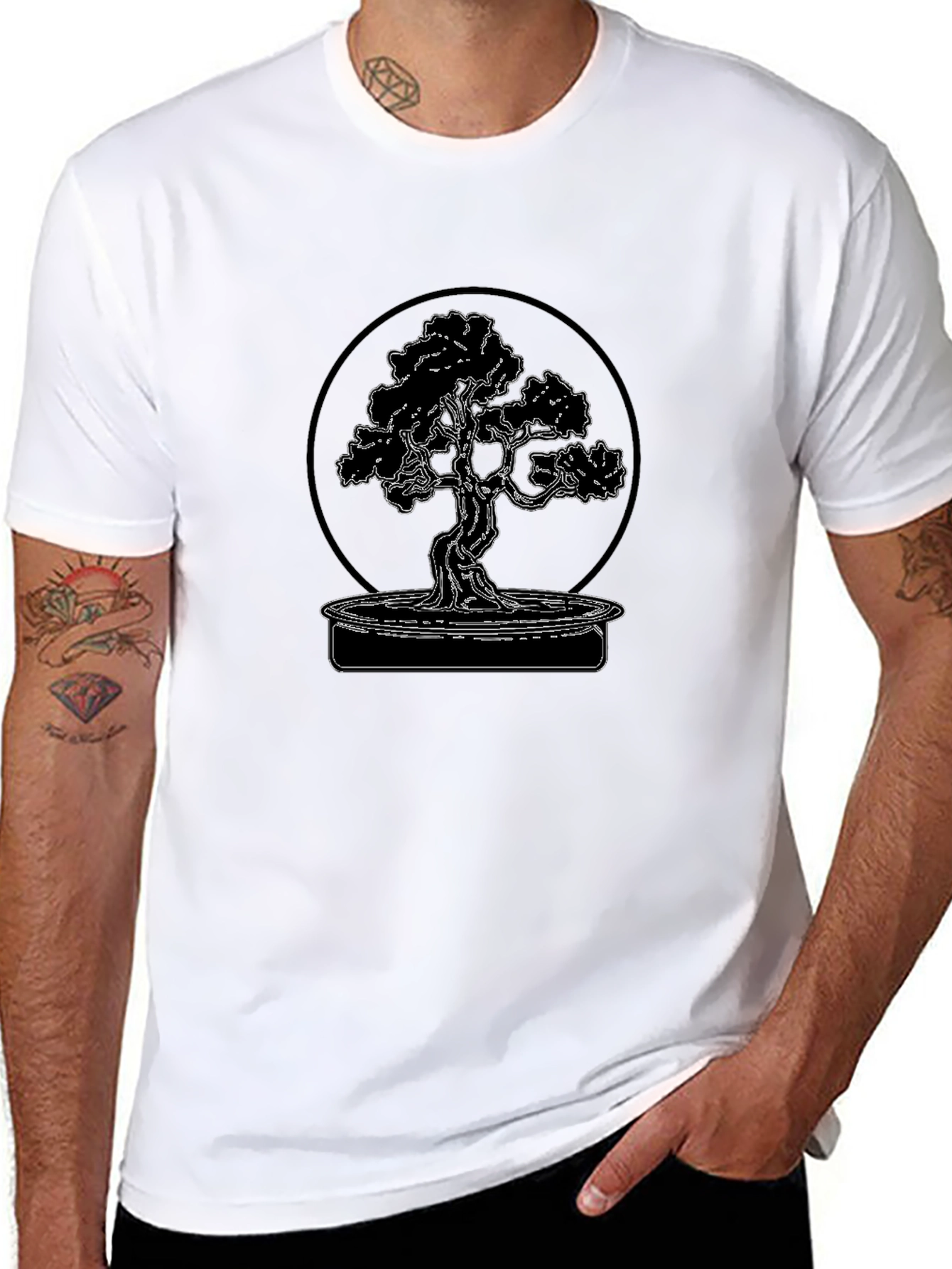 Bonsai Tree Graphic Tee - Black Cotton Blend