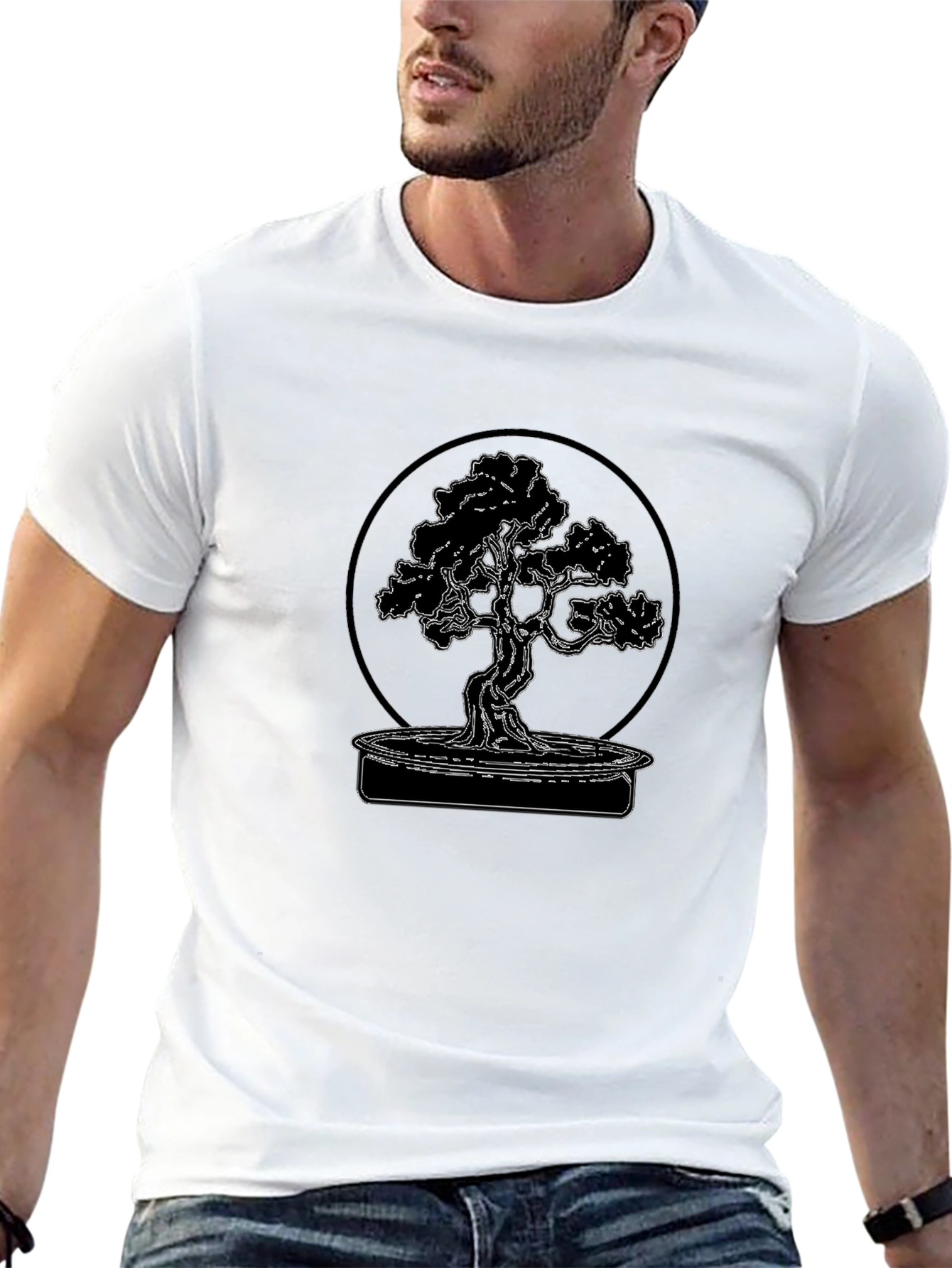 Bonsai Tree Graphic Tee - Black Cotton Blend