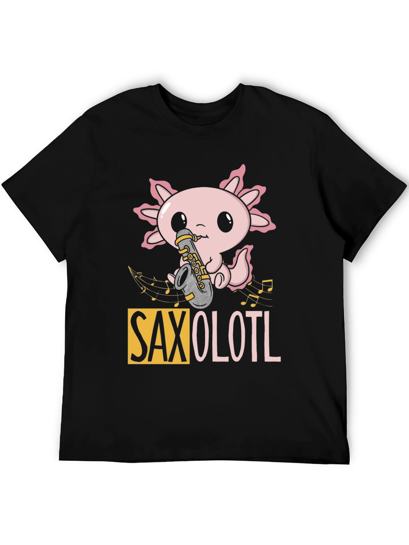 Saxolotl Black T-Shirt - Music Lovers Tee