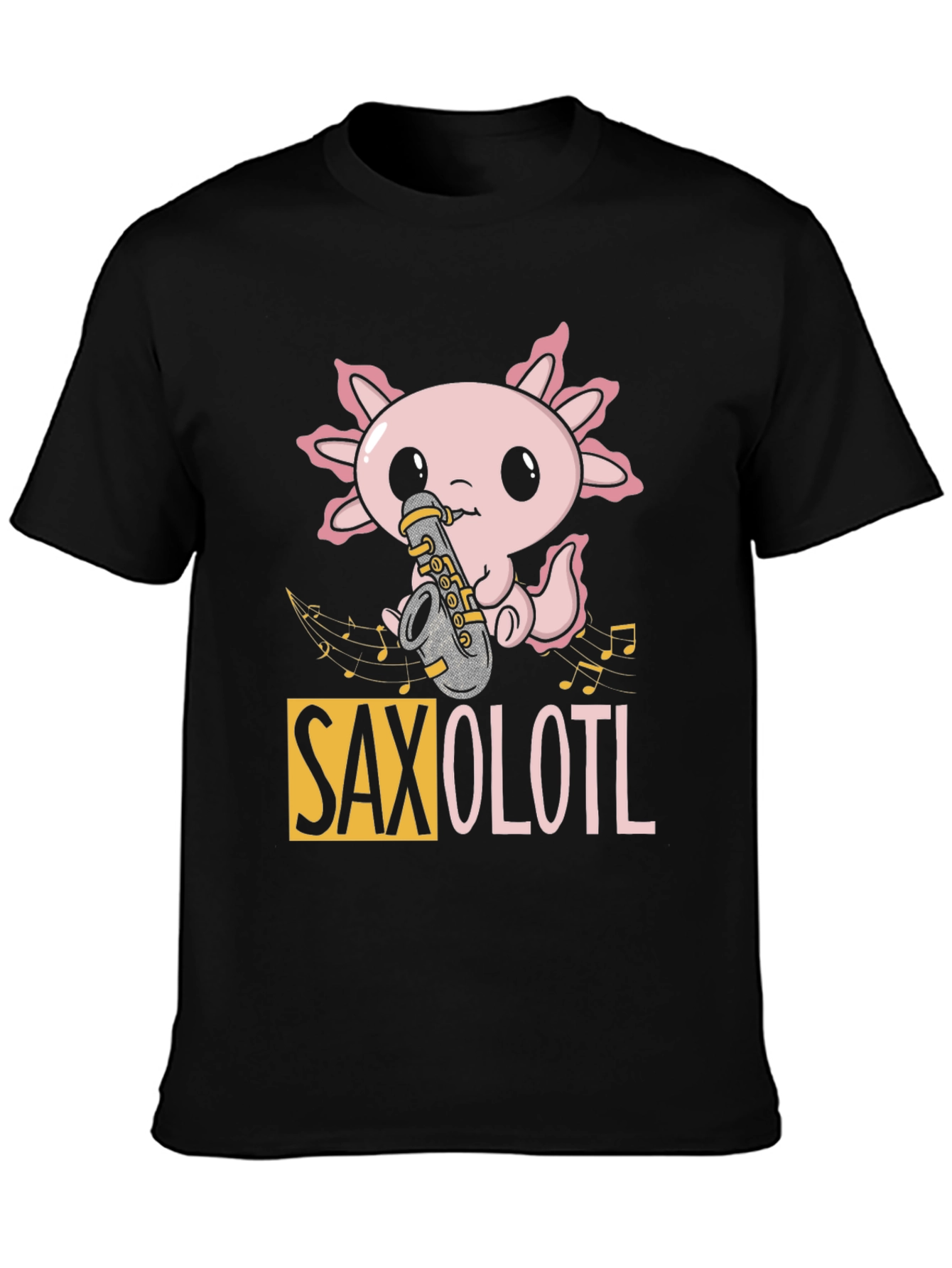 Saxolotl Black T-Shirt - Music Lovers Tee