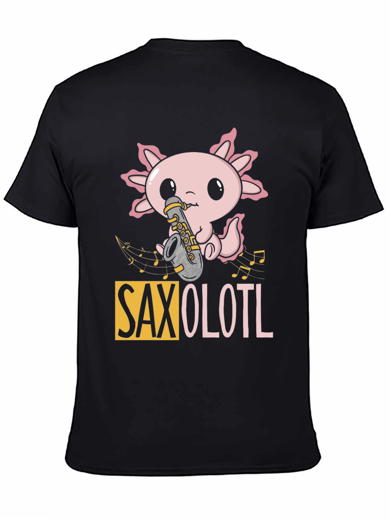 Saxolotl Black T-Shirt - Music Lovers Tee