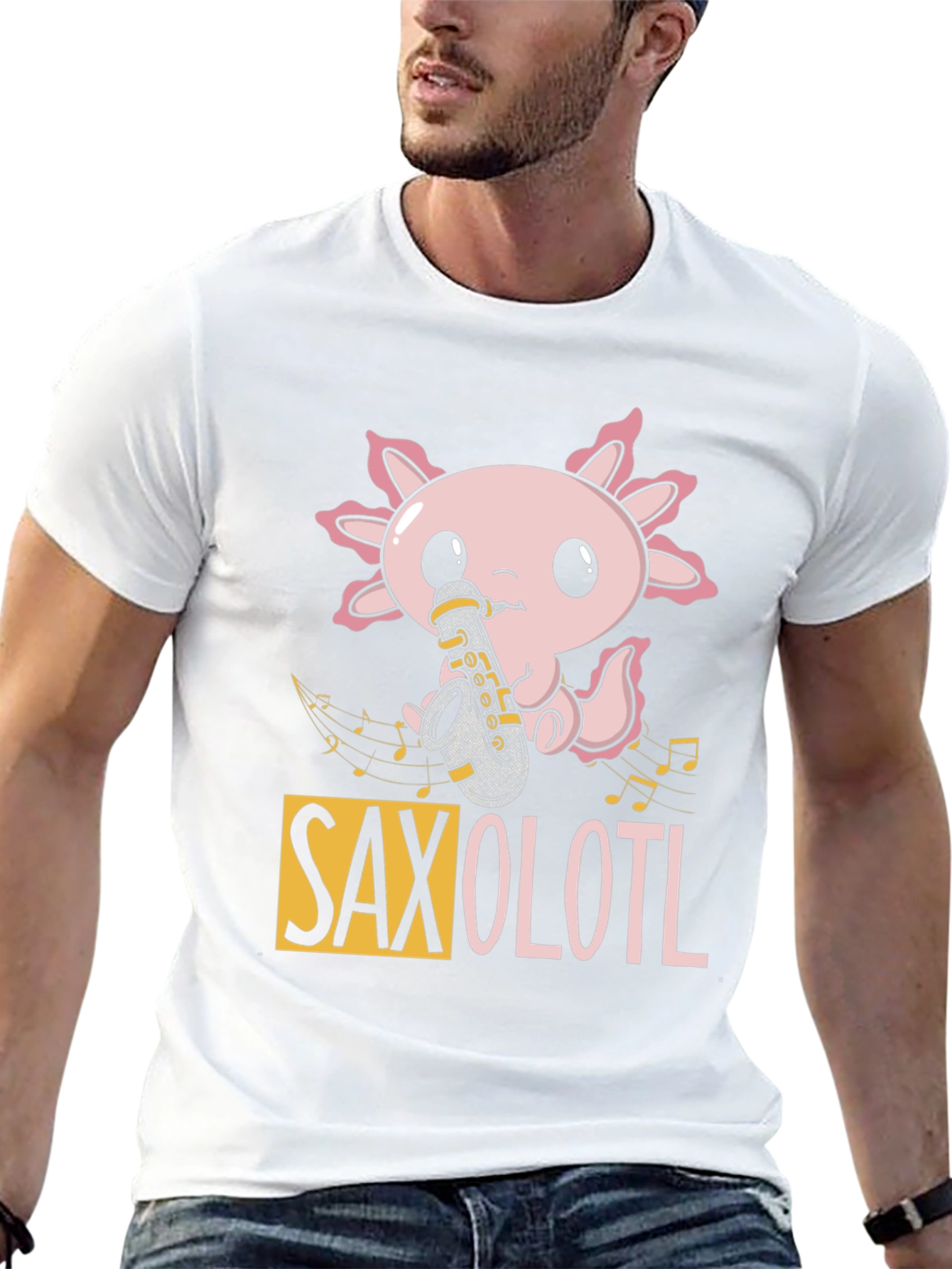 Saxolotl Black T-Shirt - Music Lovers Tee